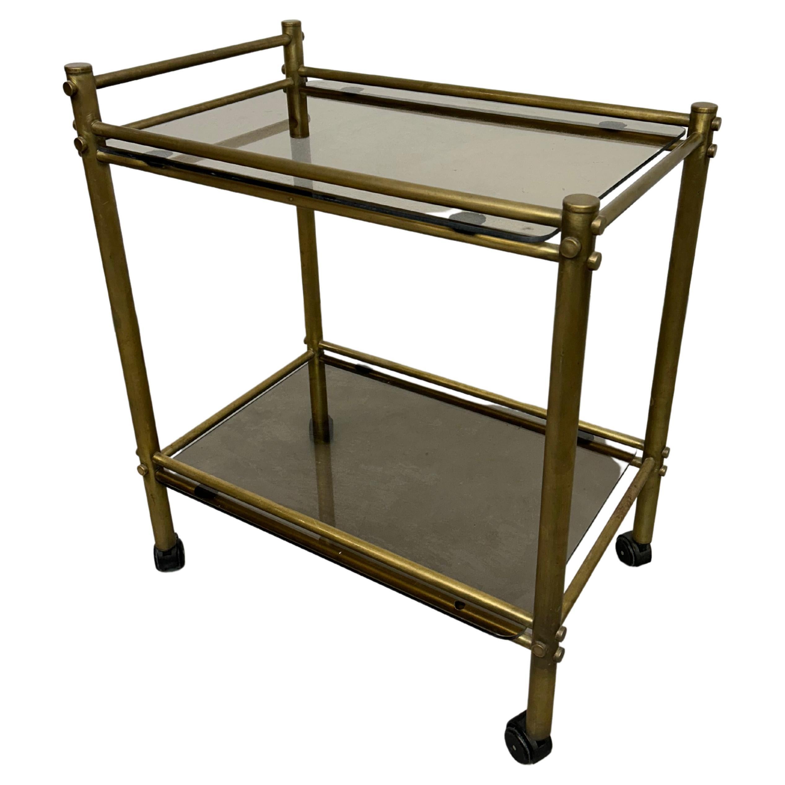 Vintage brass serving trolley