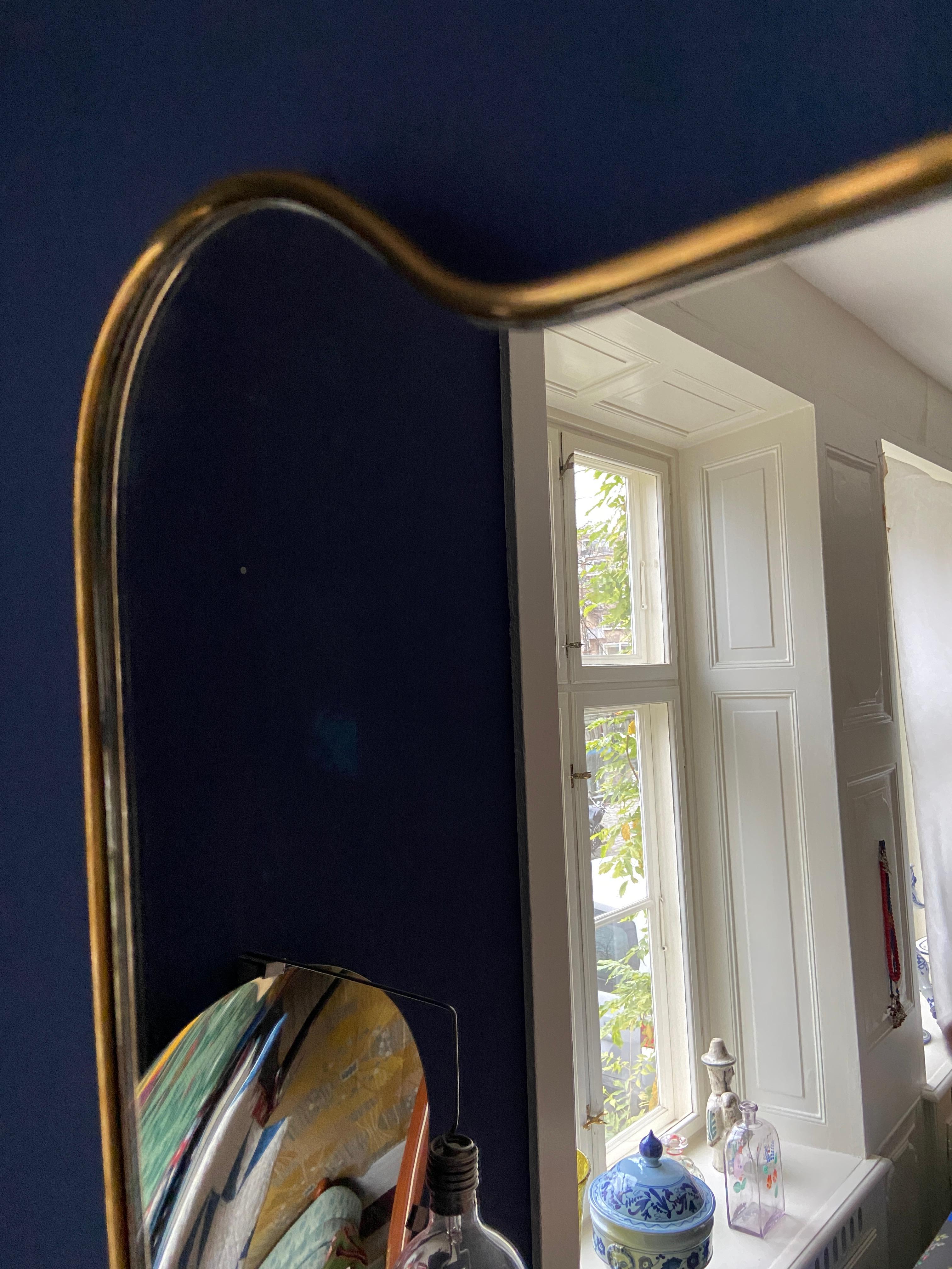 Vintage Brass Shaped Wall Mirror, Italy, 1950's 1