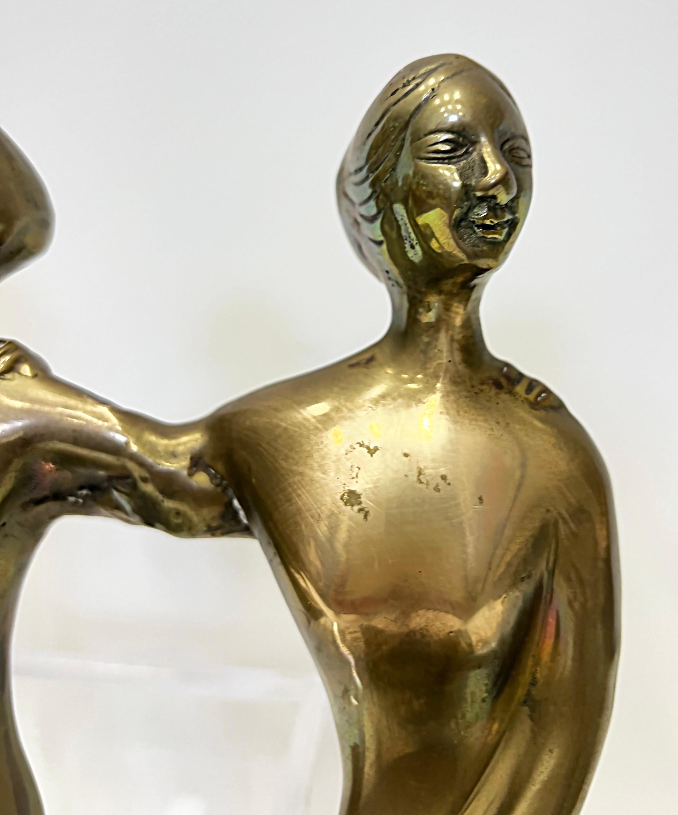 Vintage Brass Shelf Sitter Figural Sculpture, 3 Nude Women 4