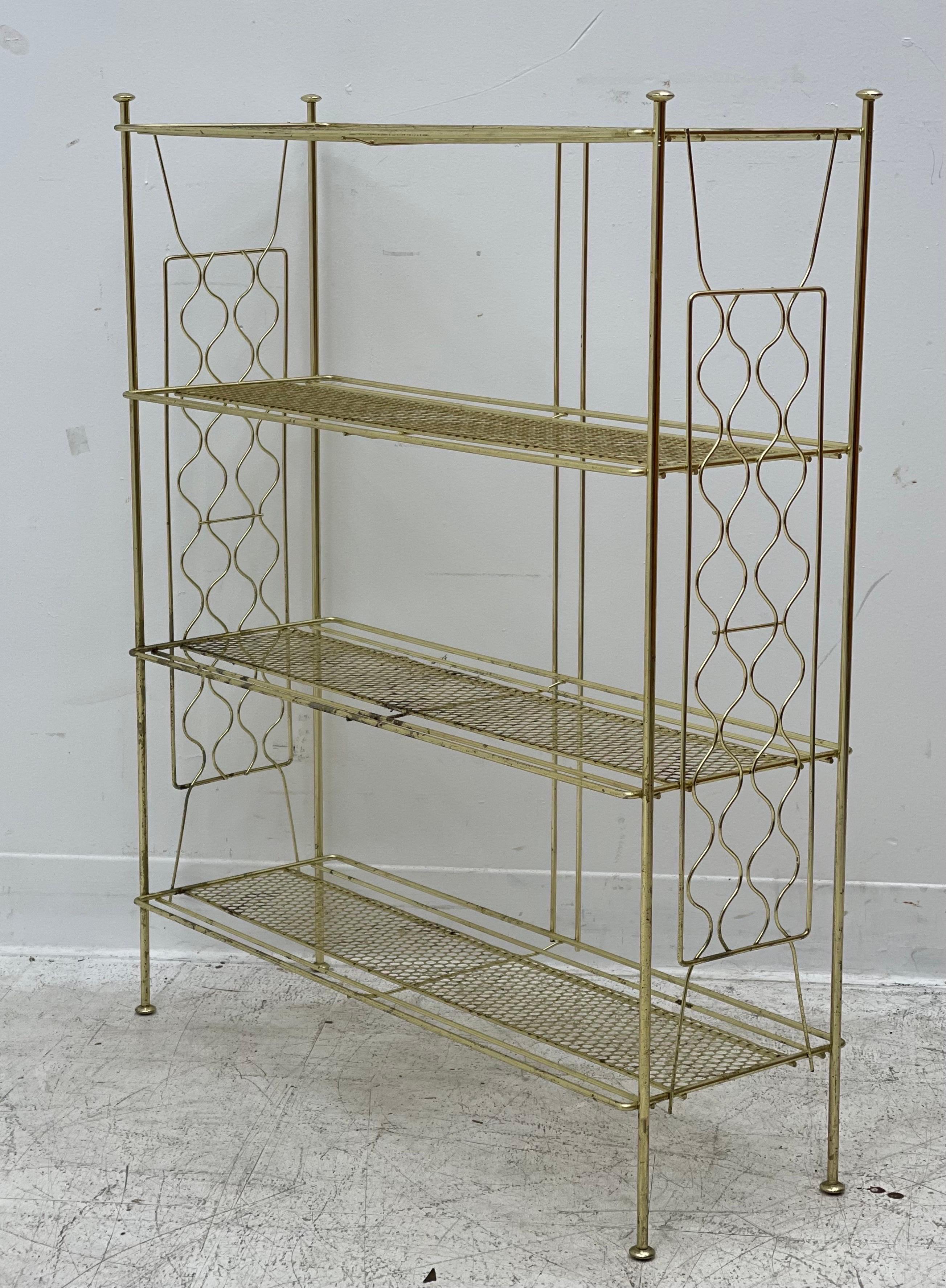 Mid-Century Modern Vintage Brass Shelf For Sale