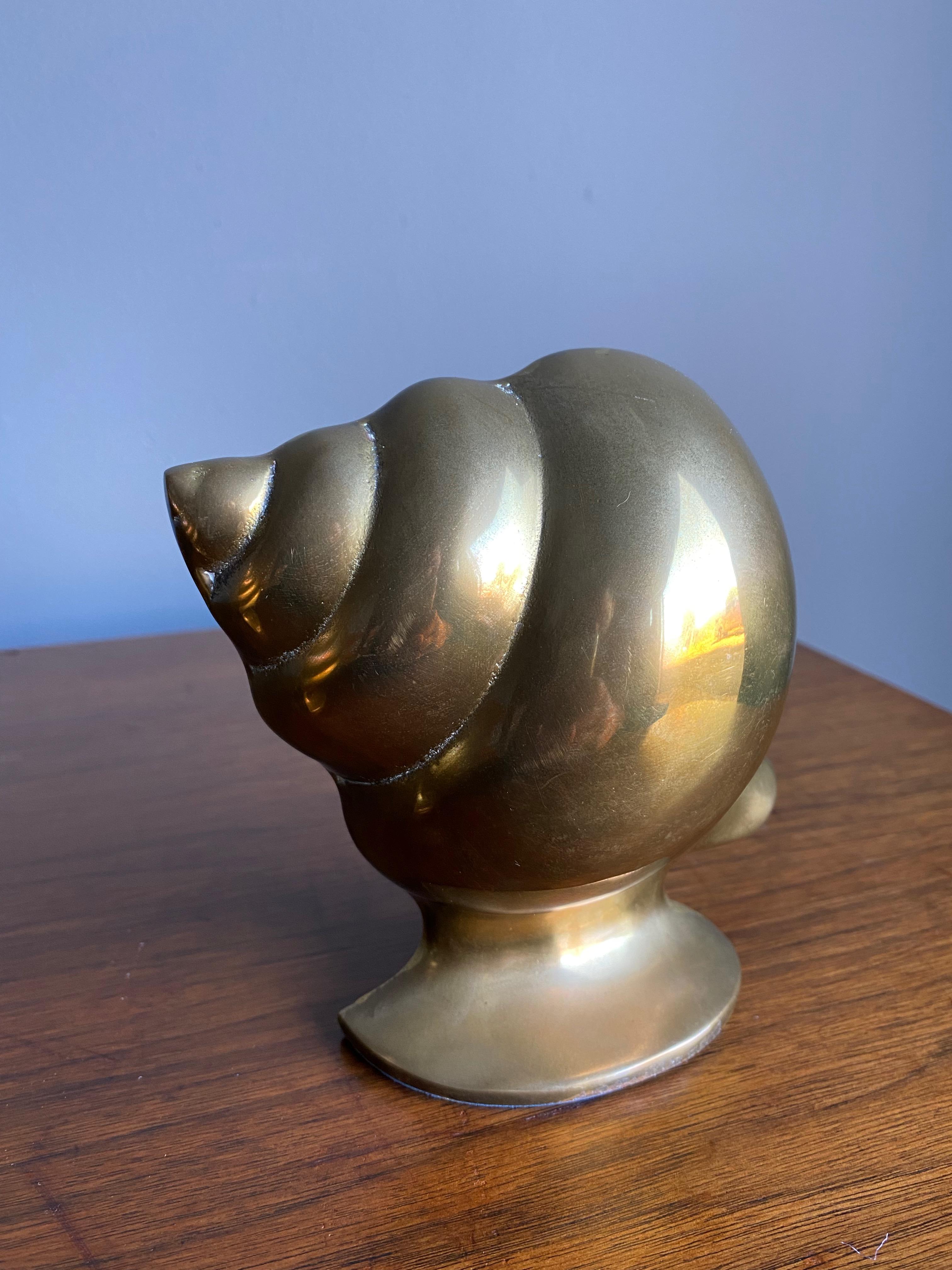 Vintage Brass Shell Bookends 4