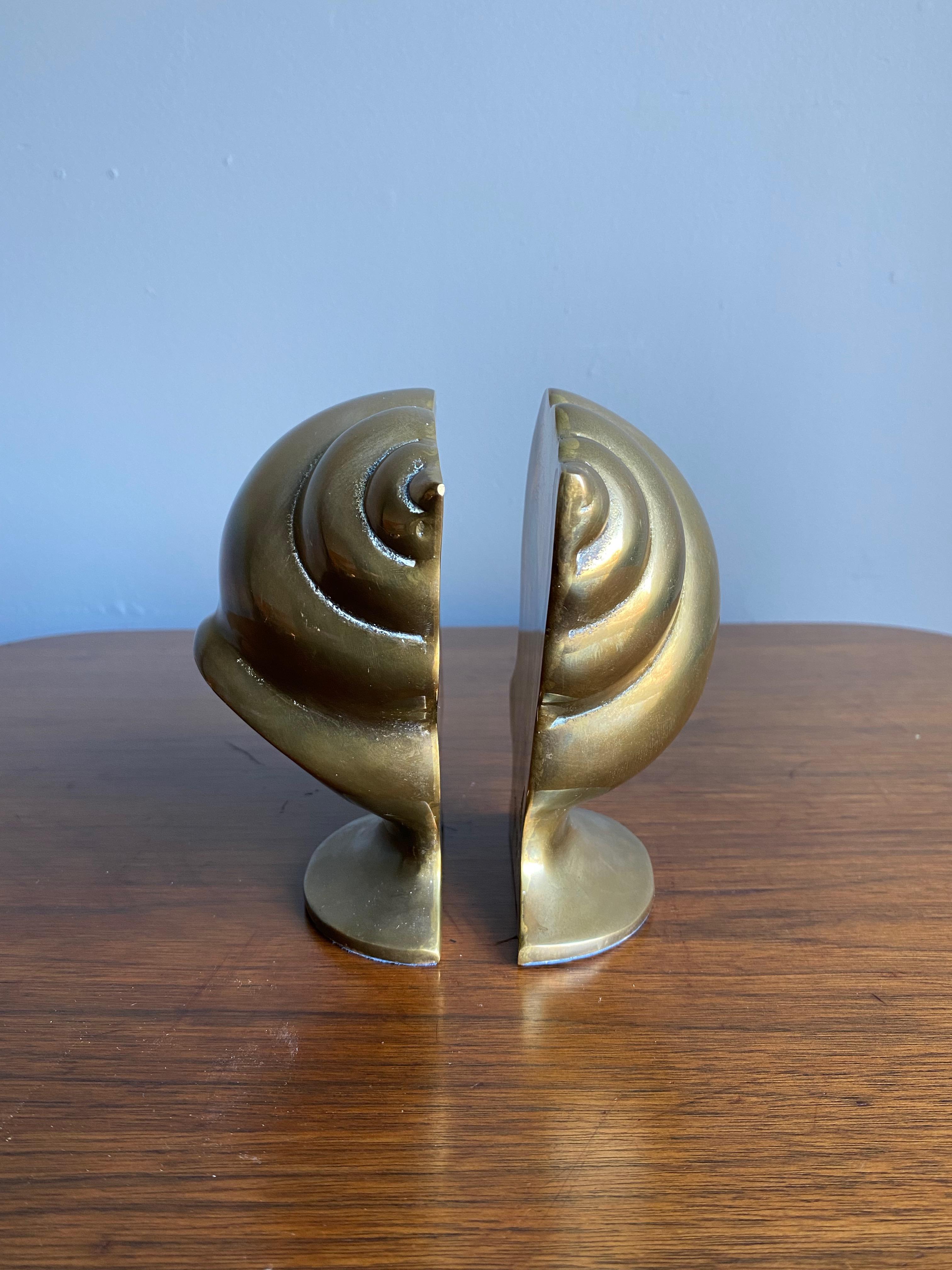 Vintage Brass Shell Bookends 5