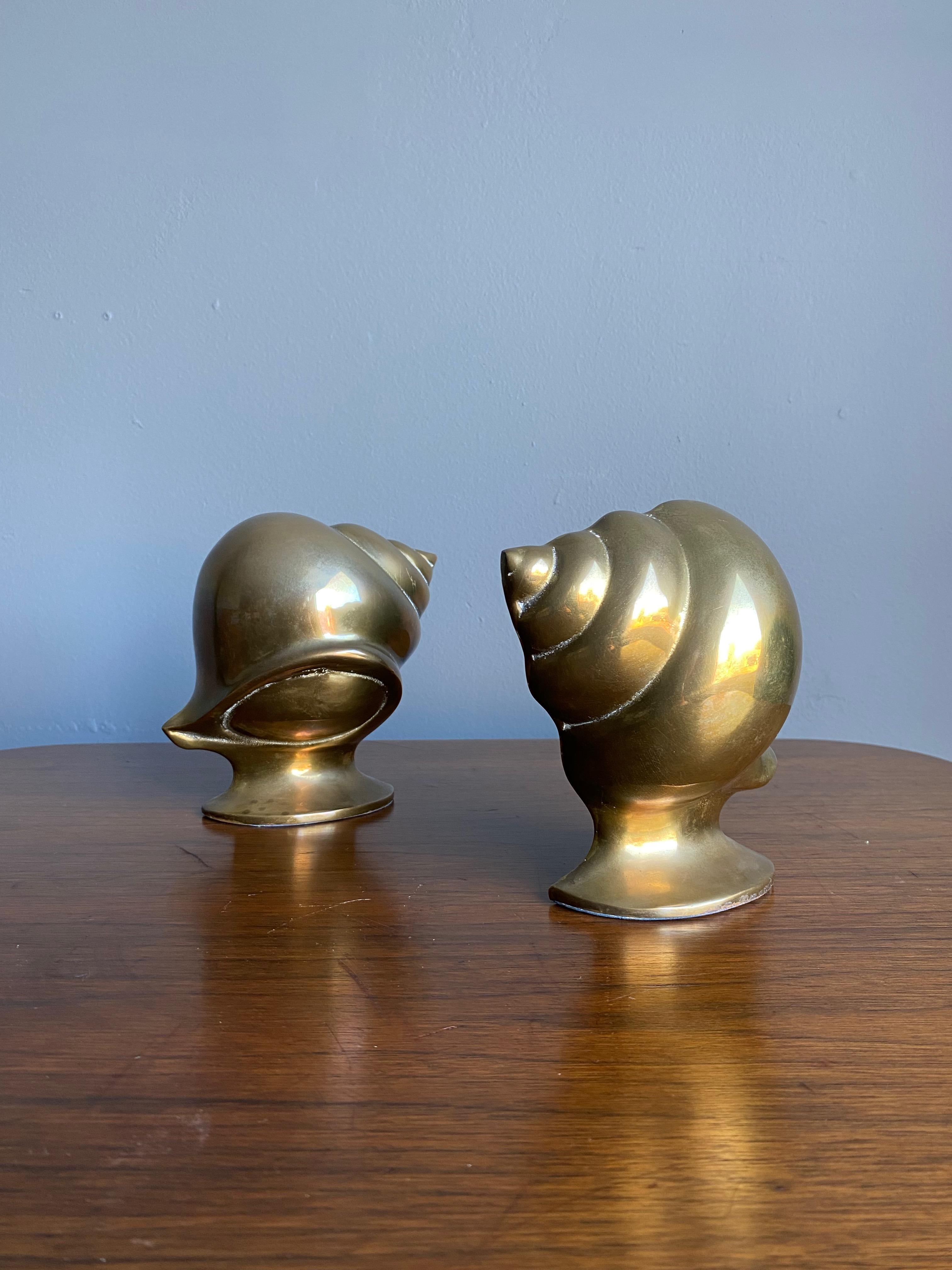 Vintage Brass Shell Bookends For Sale 8