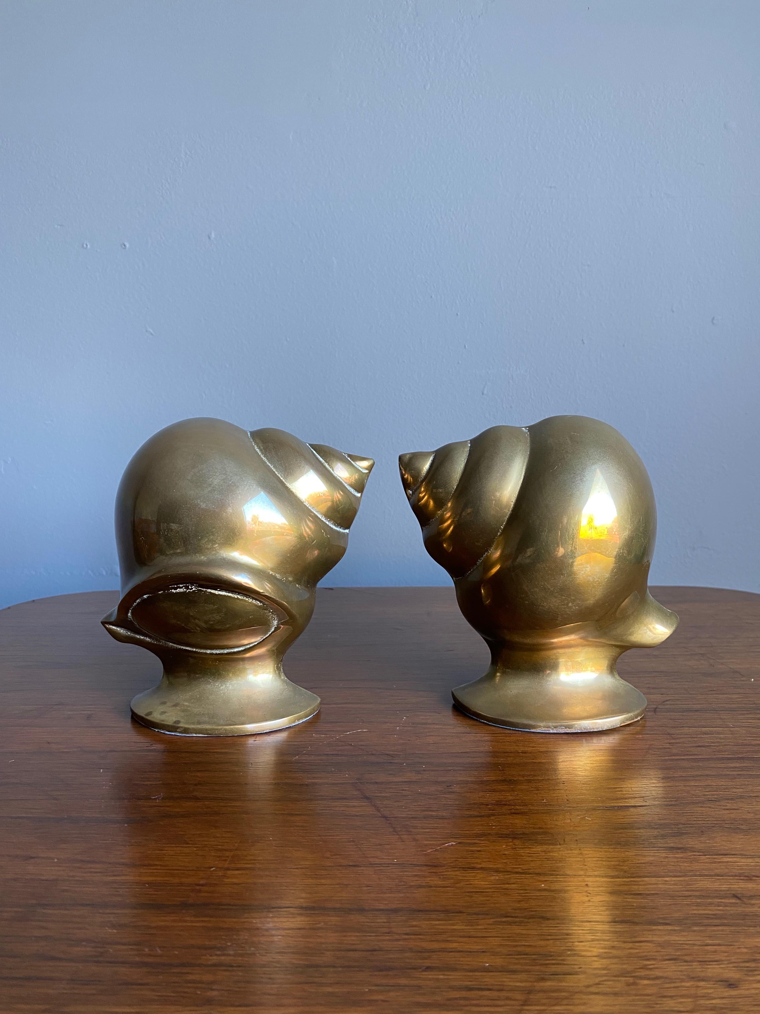 Vintage Brass Shell Bookends 9