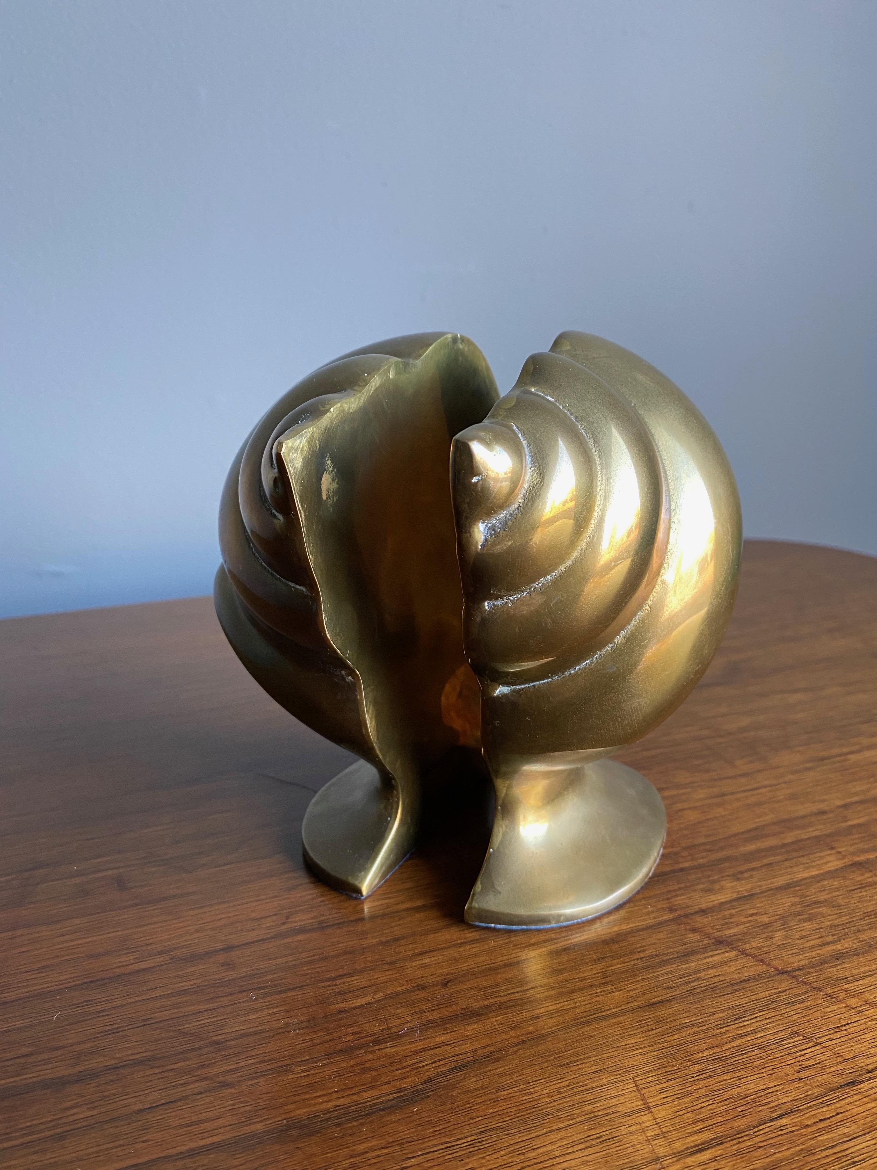 Anodized Vintage Brass Shell Bookends For Sale