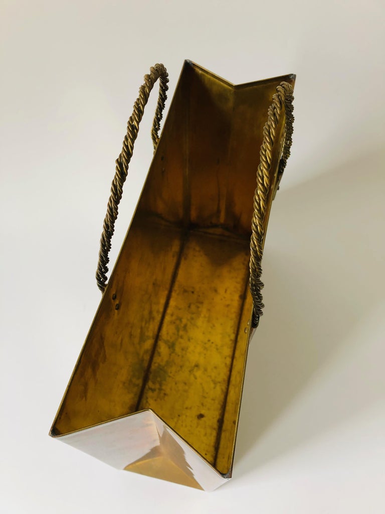 Vintage Brass Shopping Bag Magazine Rack at 1stDibs | metal shopping ...