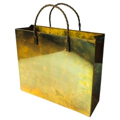 Vintage Brass Shopping Bag Magazine Rack