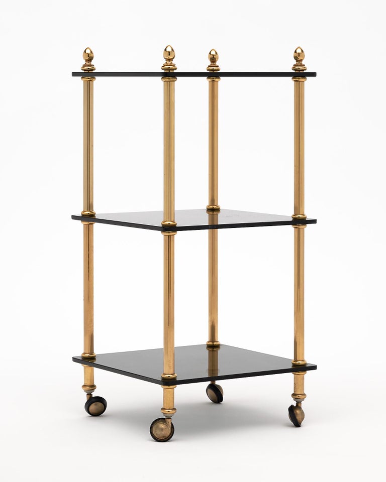 Vintage Brass Side Table on Casters For Sale at 1stDibs