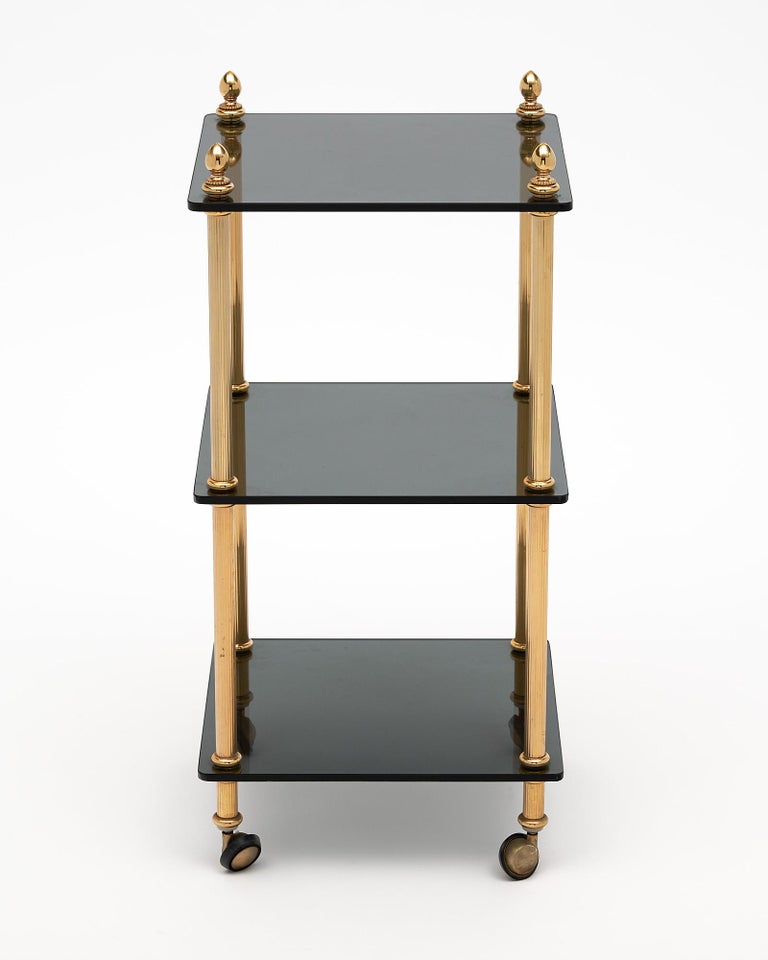 Vintage Brass Side Table on Casters For Sale at 1stDibs