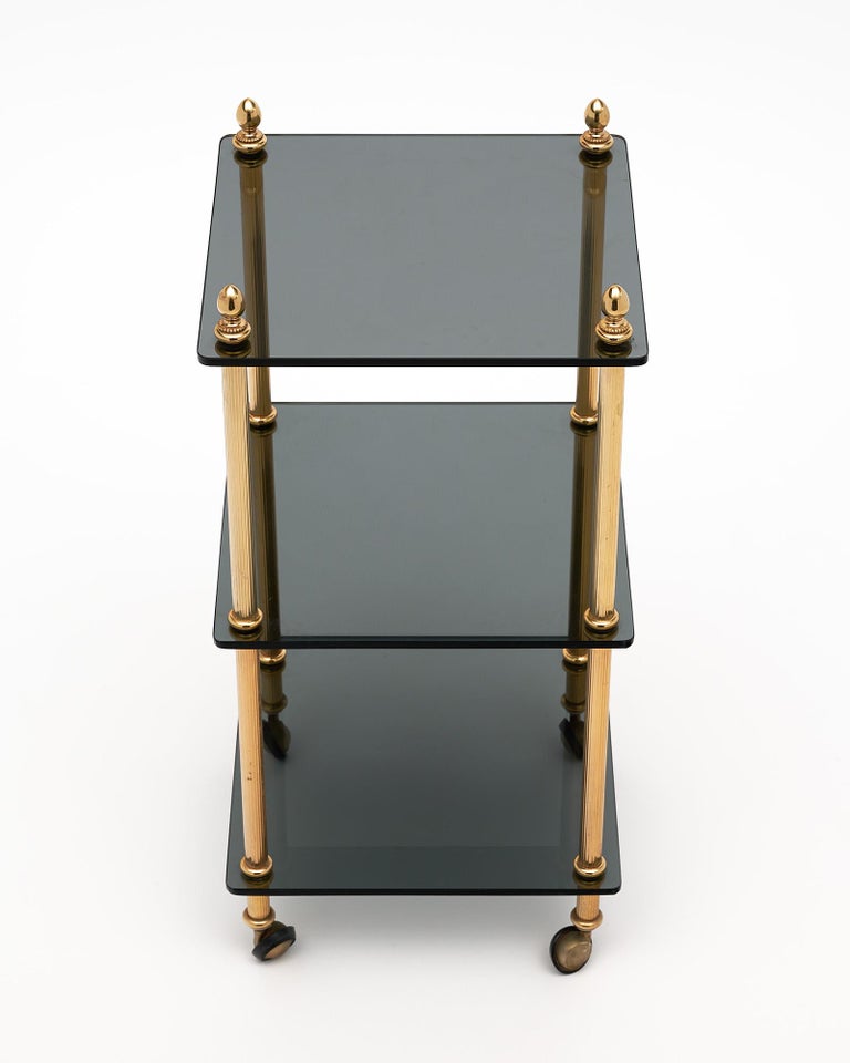 Vintage Brass Side Table on Casters For Sale at 1stDibs