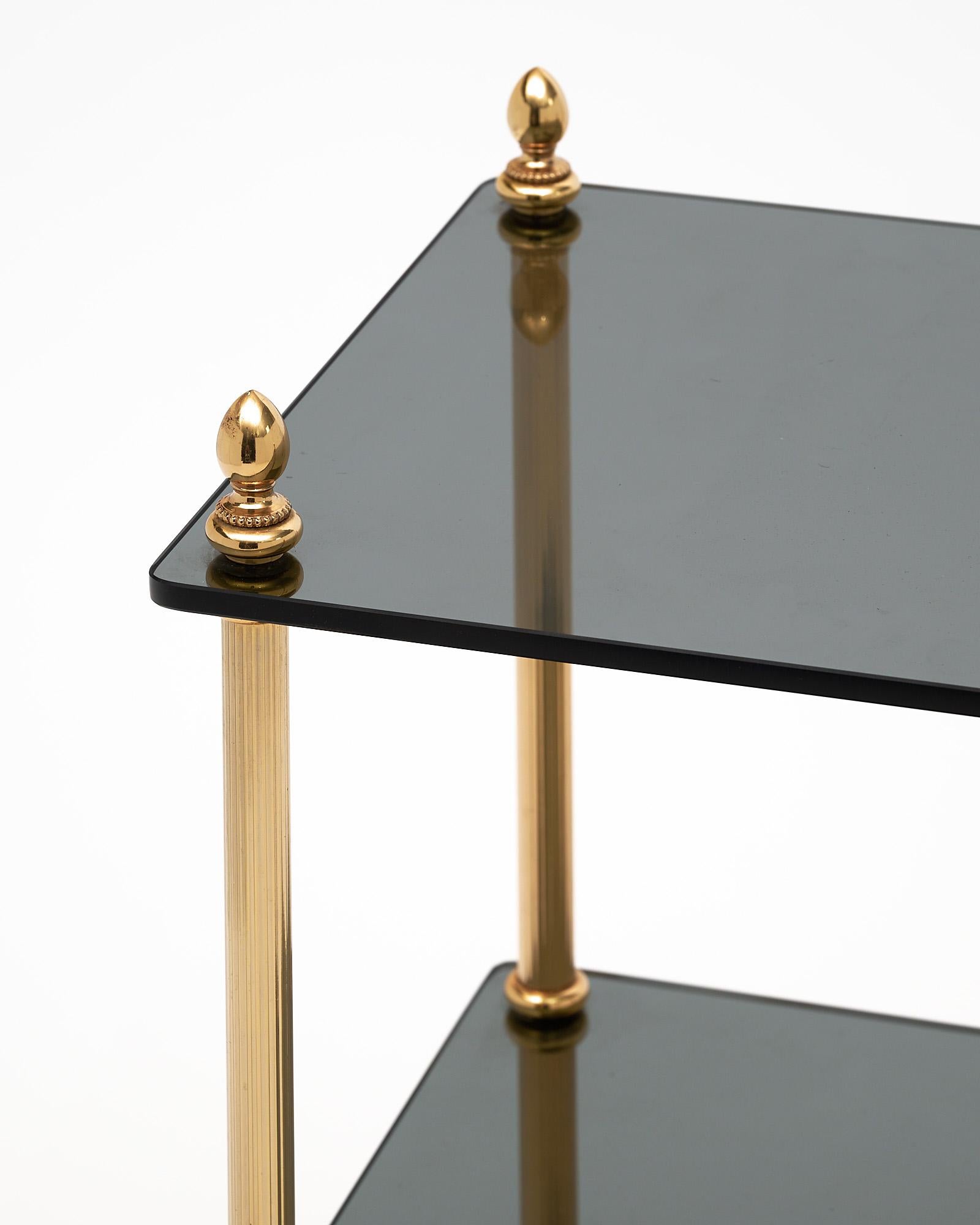 Vintage Brass Side Table on Casters 2