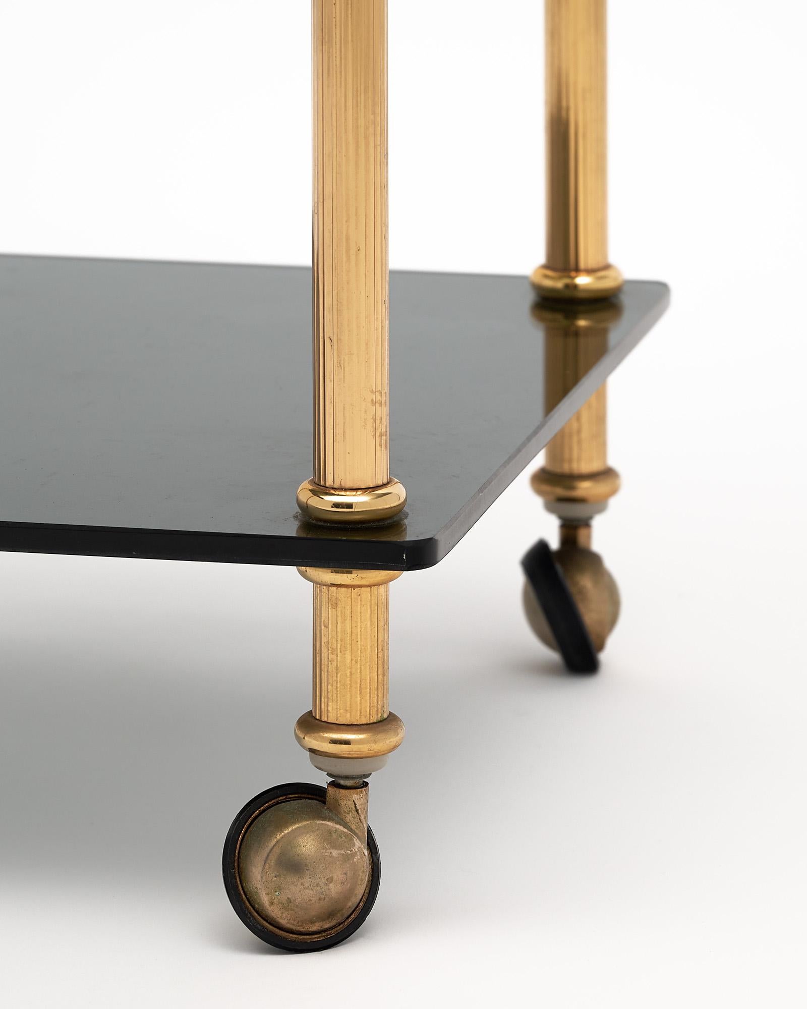 Vintage Brass Side Table on Casters 3