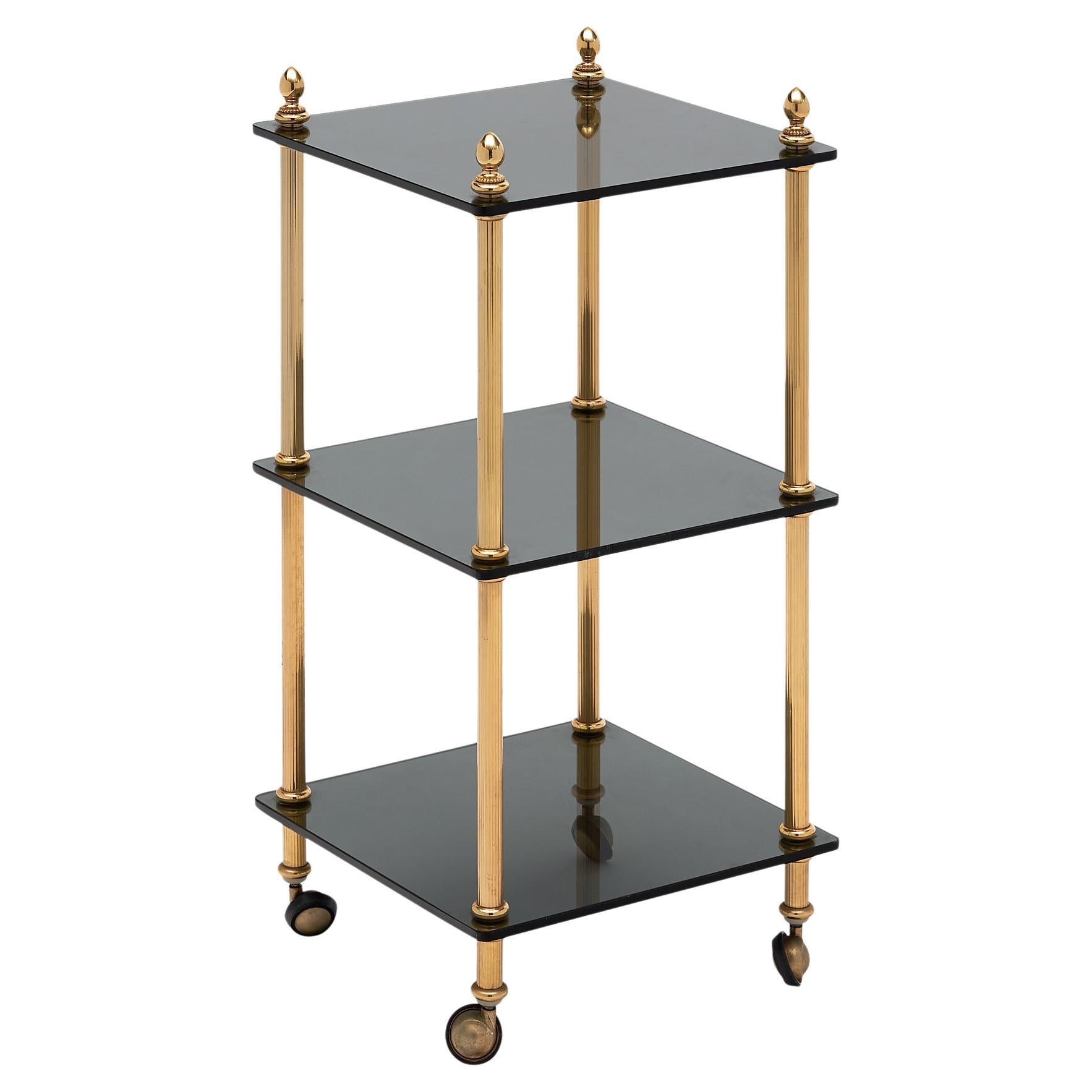 Vintage Brass Side Table on Casters