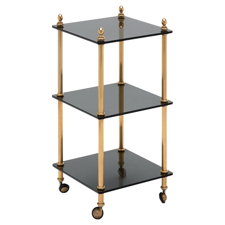 Vintage Brass Side Table on Casters For Sale at 1stDibs