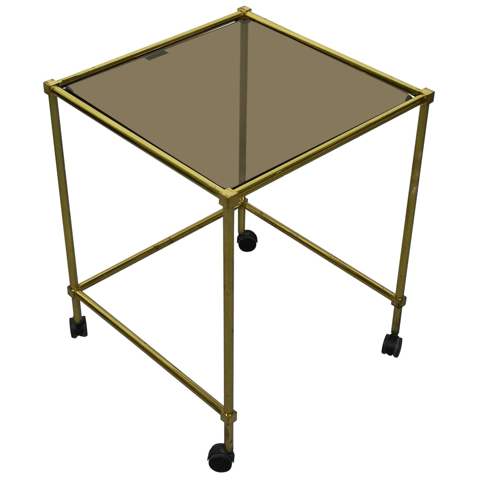 Side Table with Oval Top on Wheels at 1stDibs