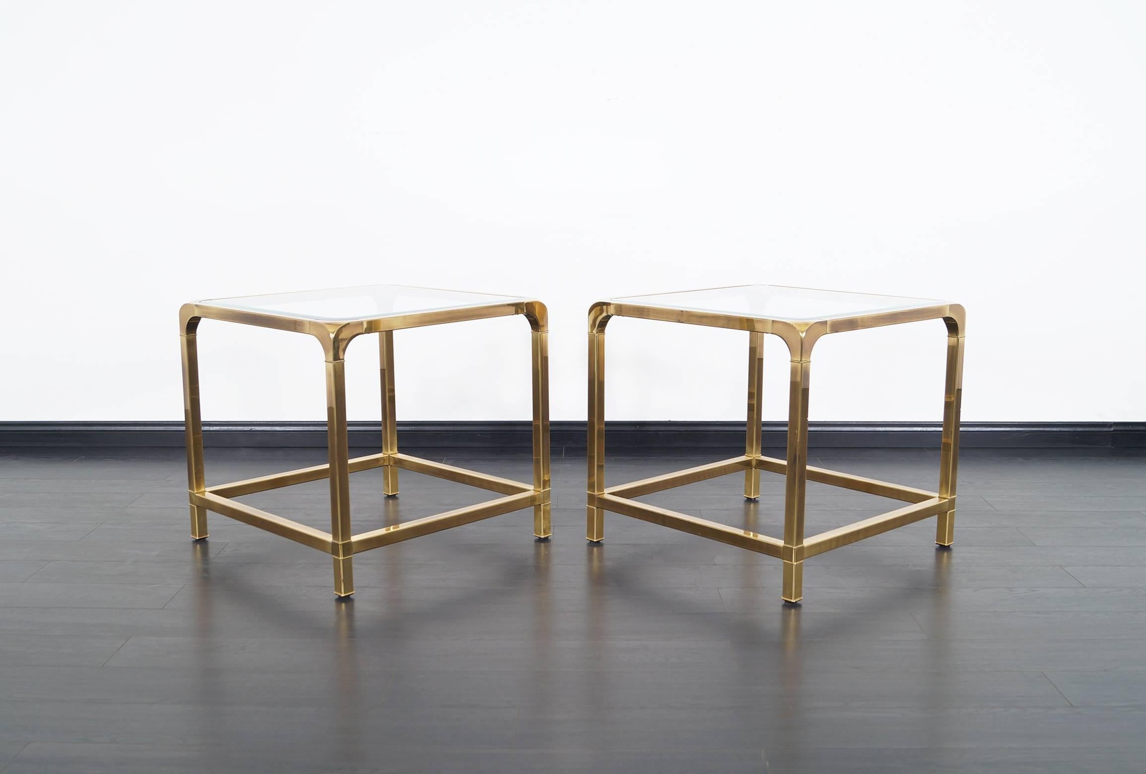 Mid-Century Modern Vintage Brass Side Tables by Mastercraft