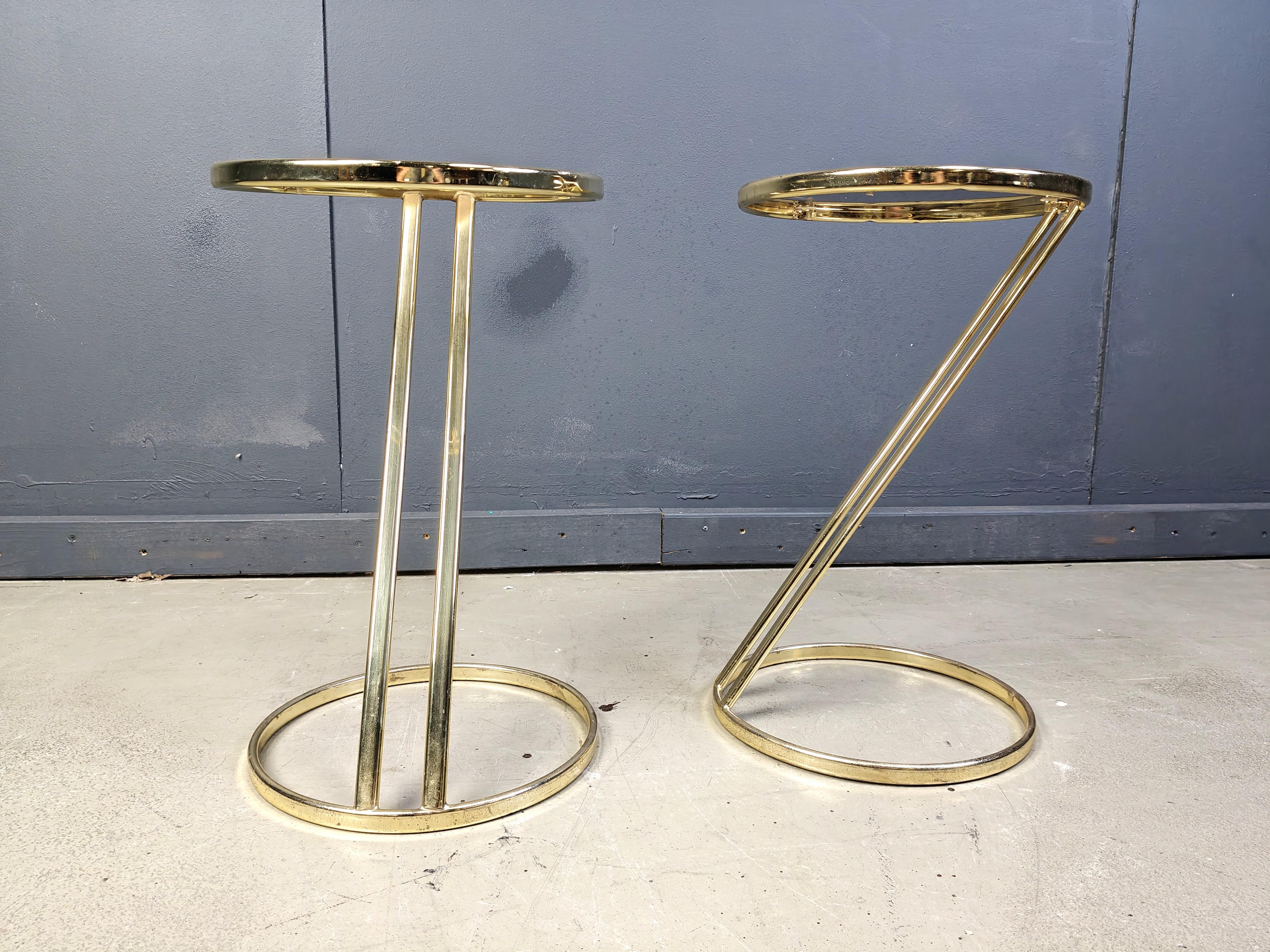 Post-Modern Vintage brass side tables - set of 2, 1970s For Sale