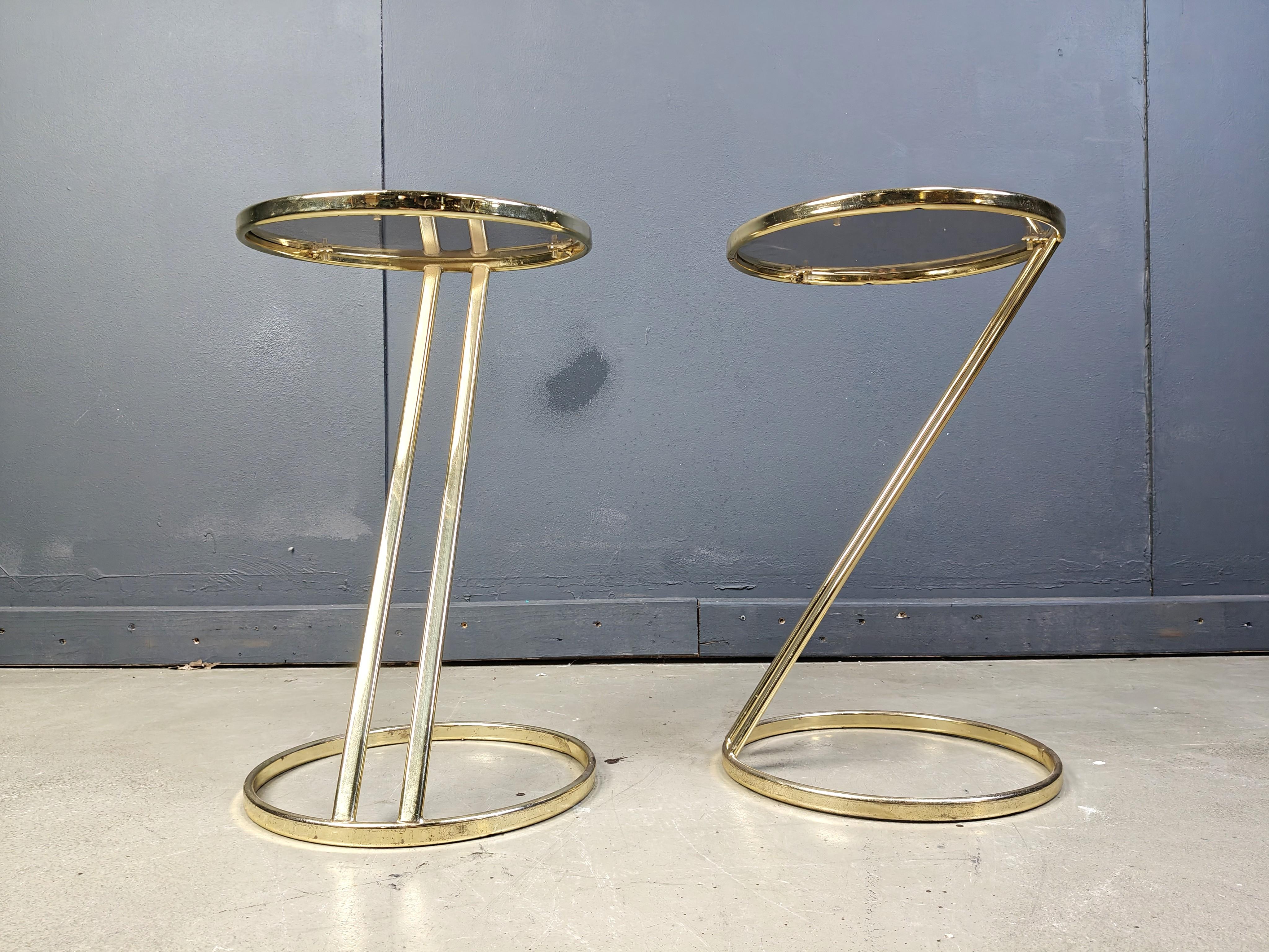 Belgian Vintage brass side tables - set of 2, 1970s For Sale