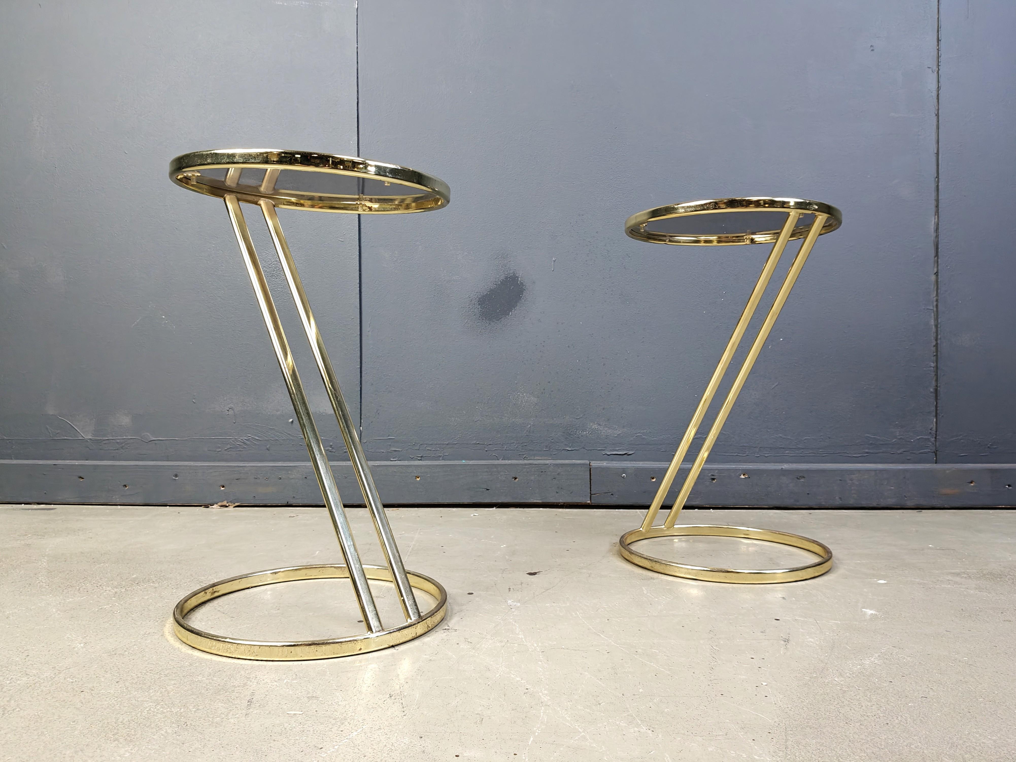 Vintage brass side tables - set of 2, 1970s In Good Condition For Sale In Leuven, Vlaams Gewest
