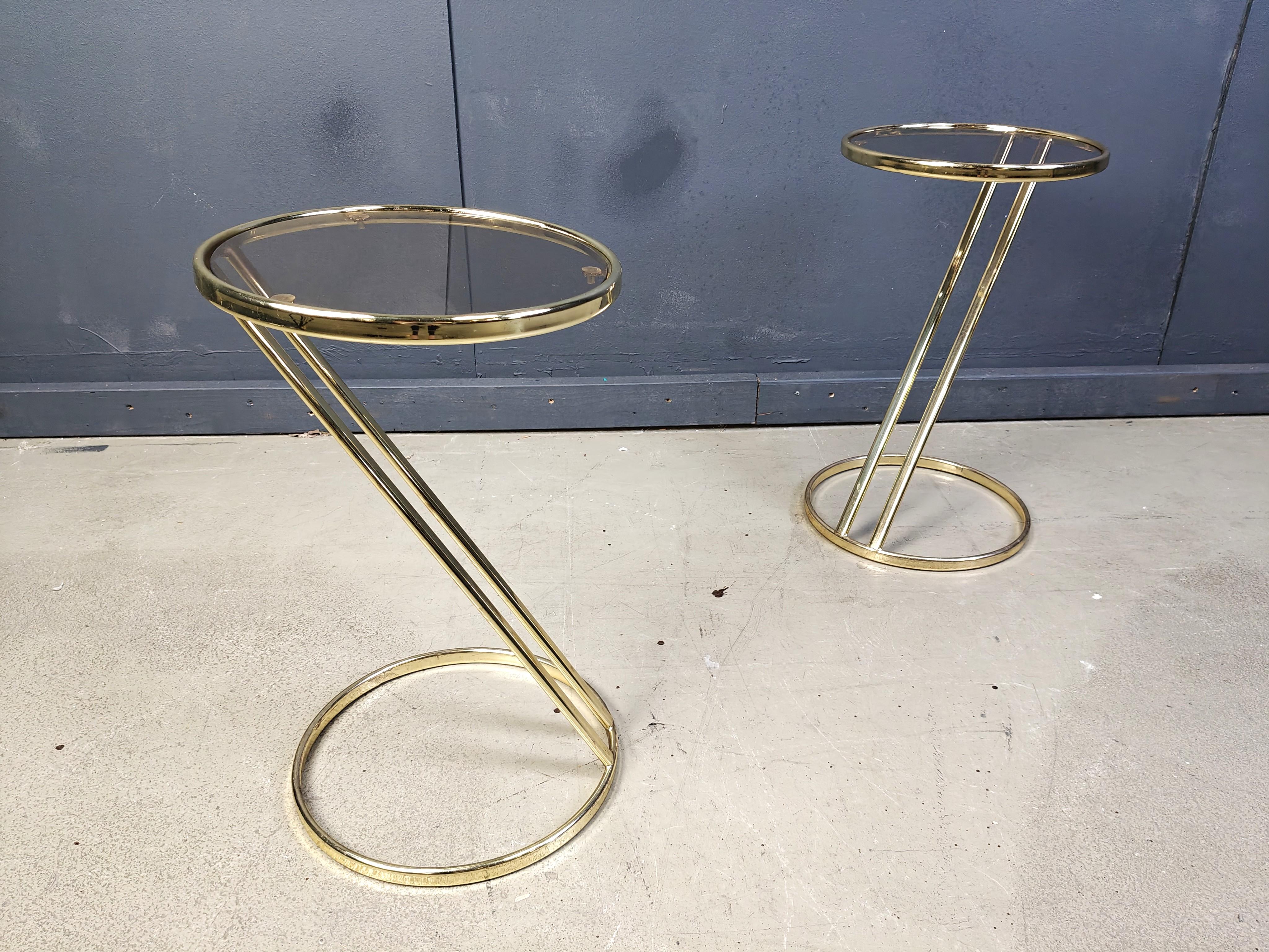 Late 20th Century Vintage brass side tables - set of 2, 1970s For Sale
