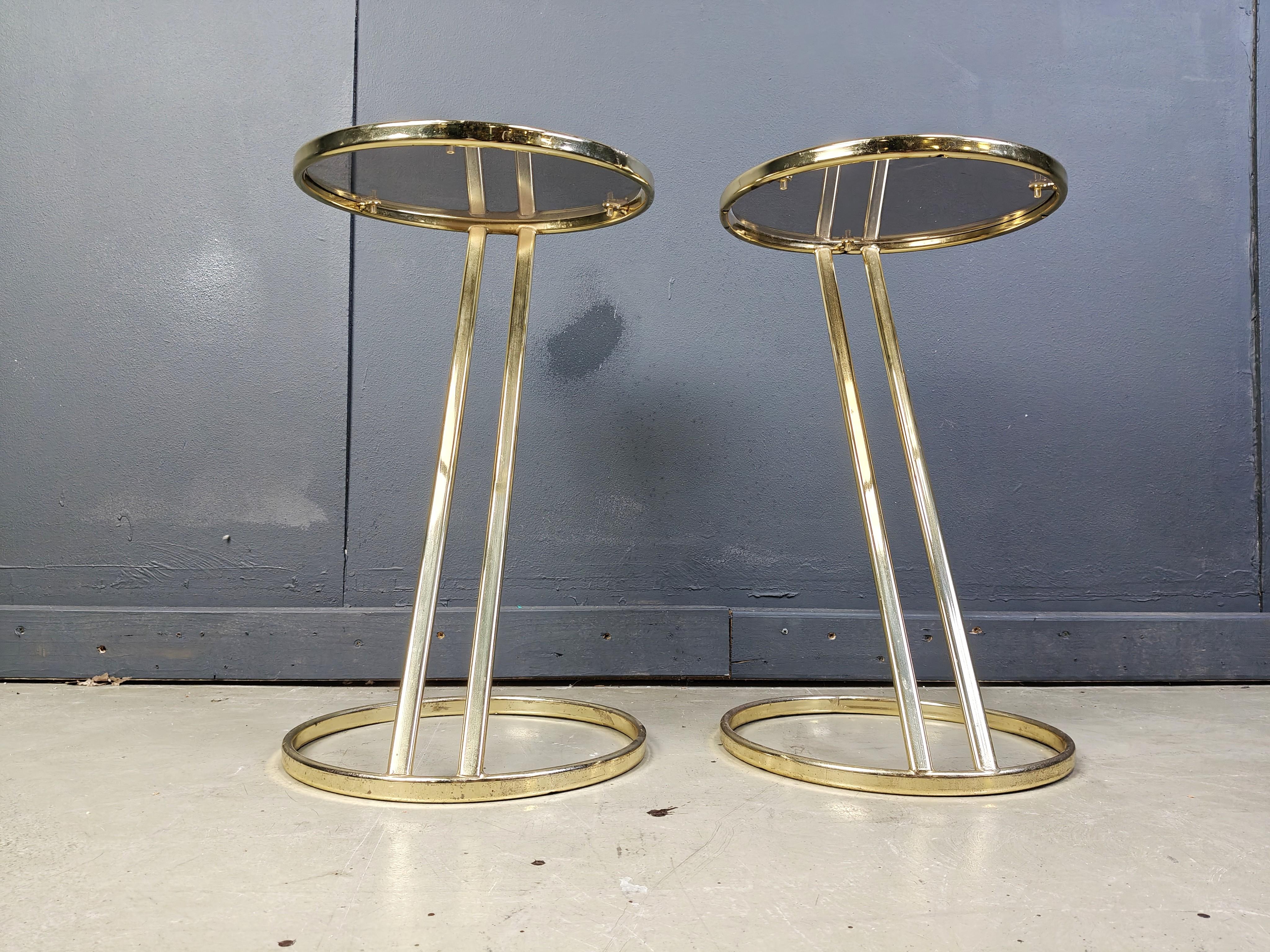 Vintage brass side tables - set of 2, 1970s For Sale 1