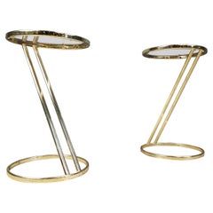 Vintage brass side tables - set of 2, 1970s
