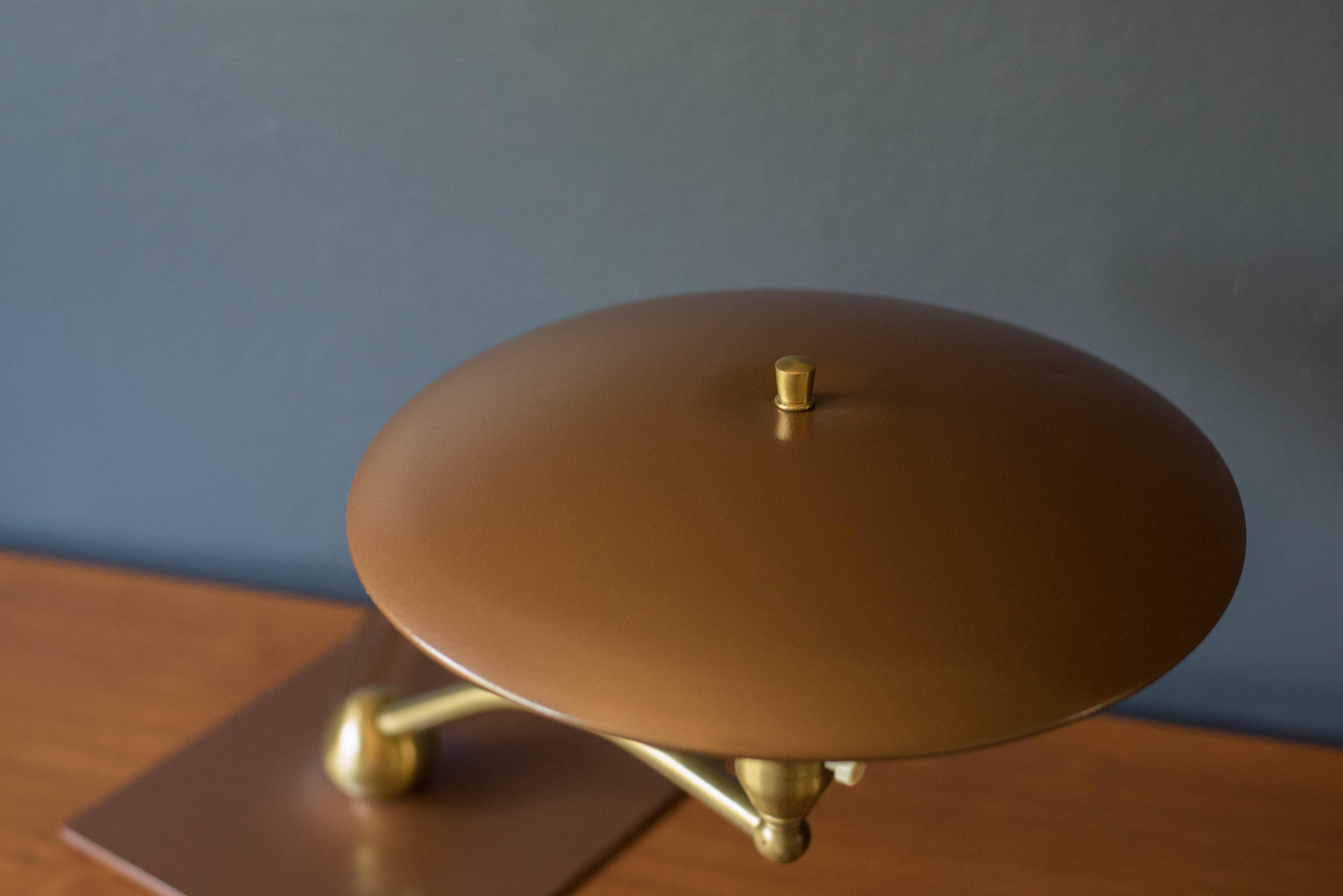 Mid-20th Century Vintage Brass Sight Light Desk Lamp by M.G. Wheeler For Sale