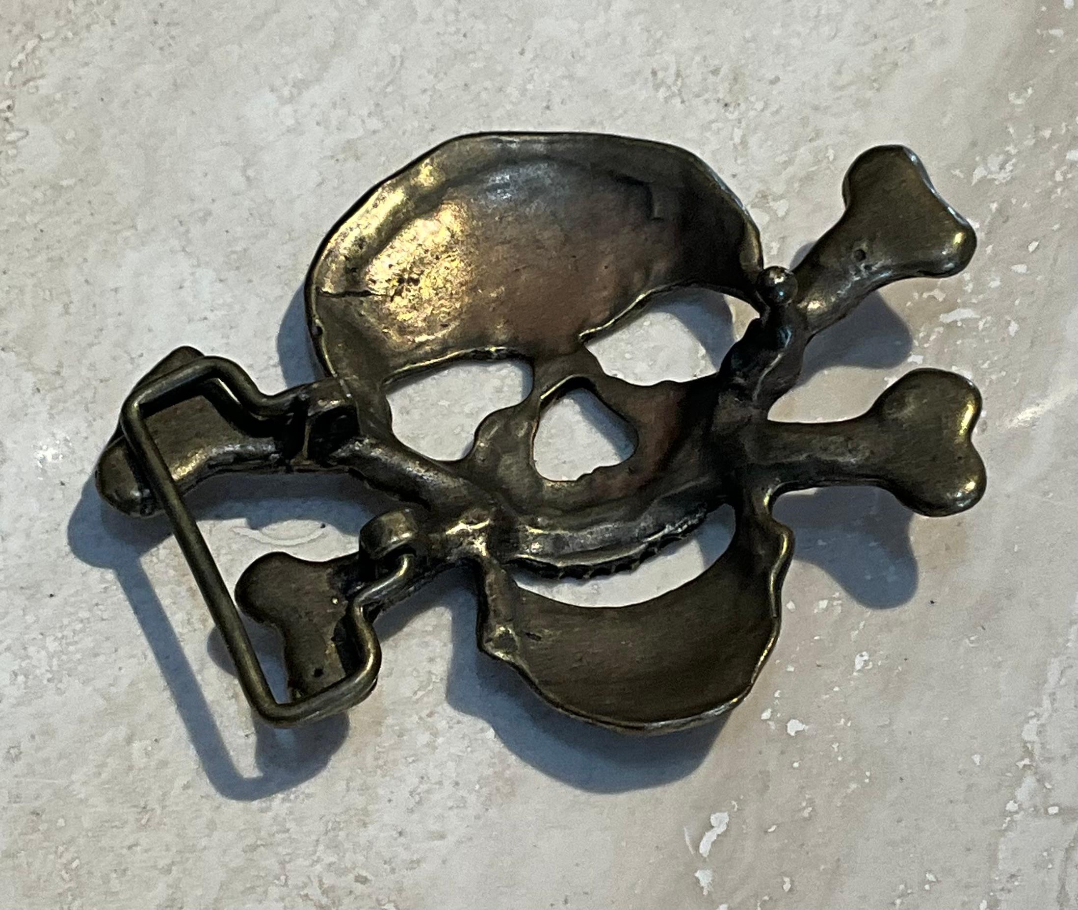 Vintage Messing Totenkopf Gürtelschnalle im Angebot 2