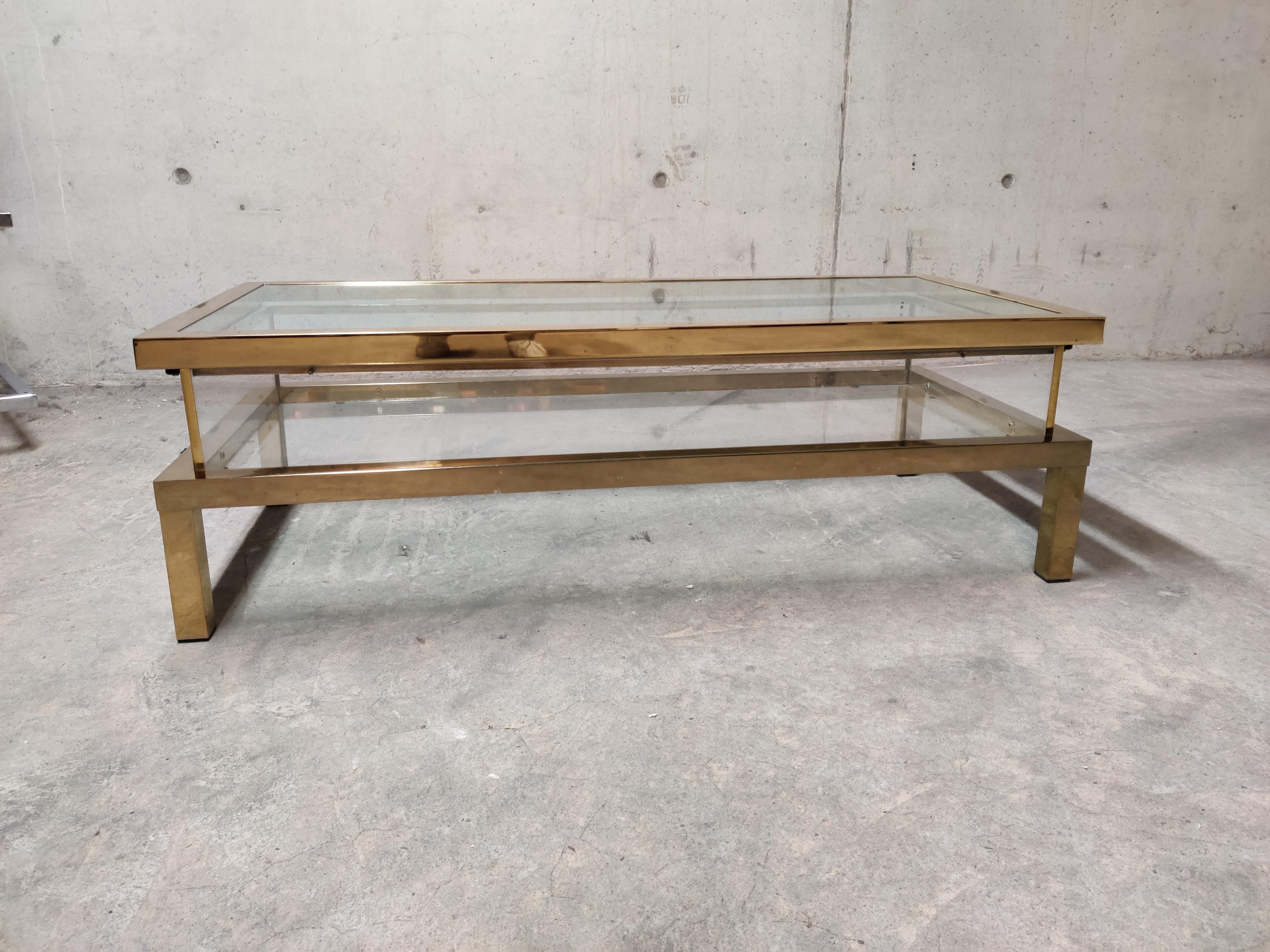 Hollywood Regency Vintage Brass Sliding Top Coffee Table, 1970s