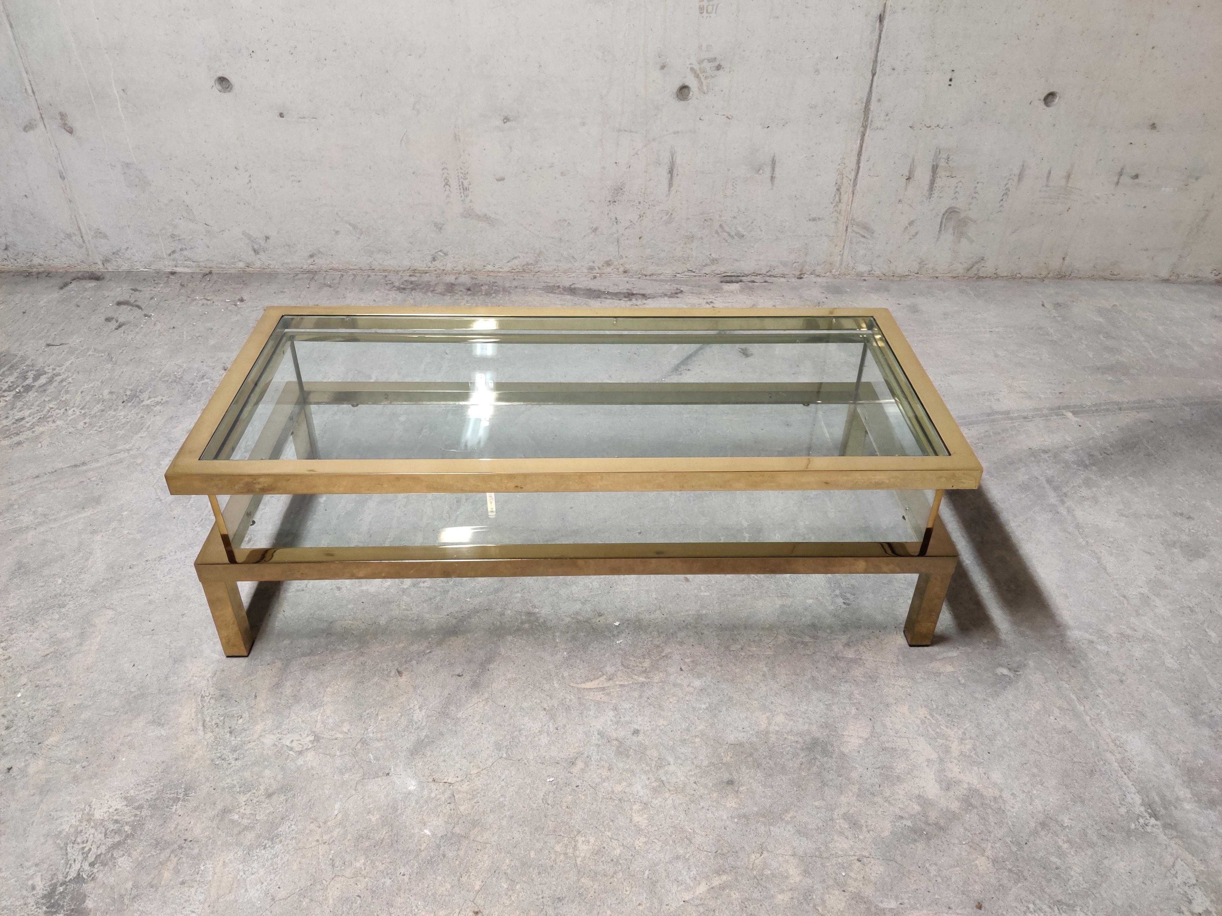 European Vintage Brass Sliding Top Coffee Table, 1970s