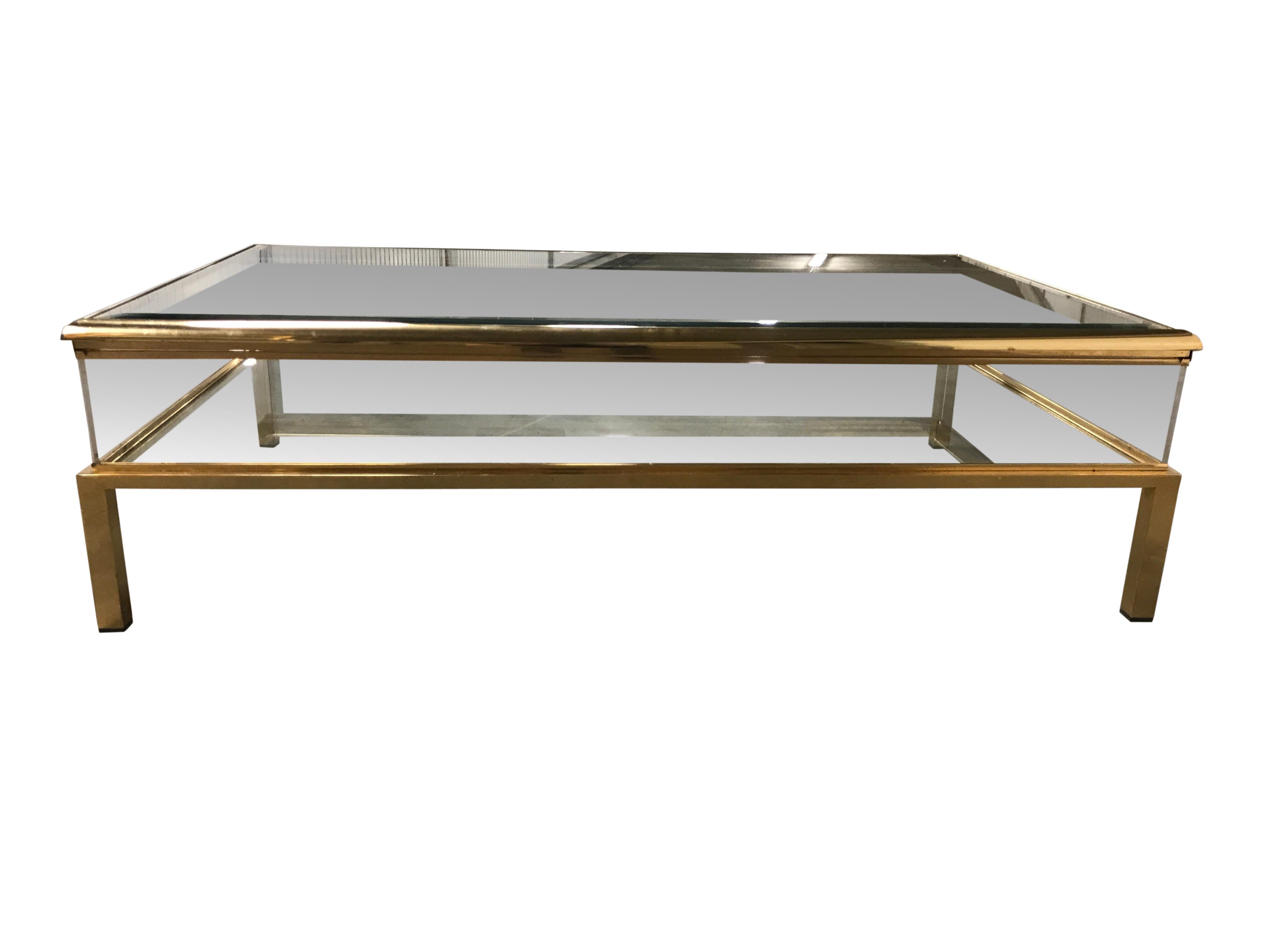 Vintage Brass Sliding Top Coffee Table, 1970s In Excellent Condition In HEVERLEE, BE