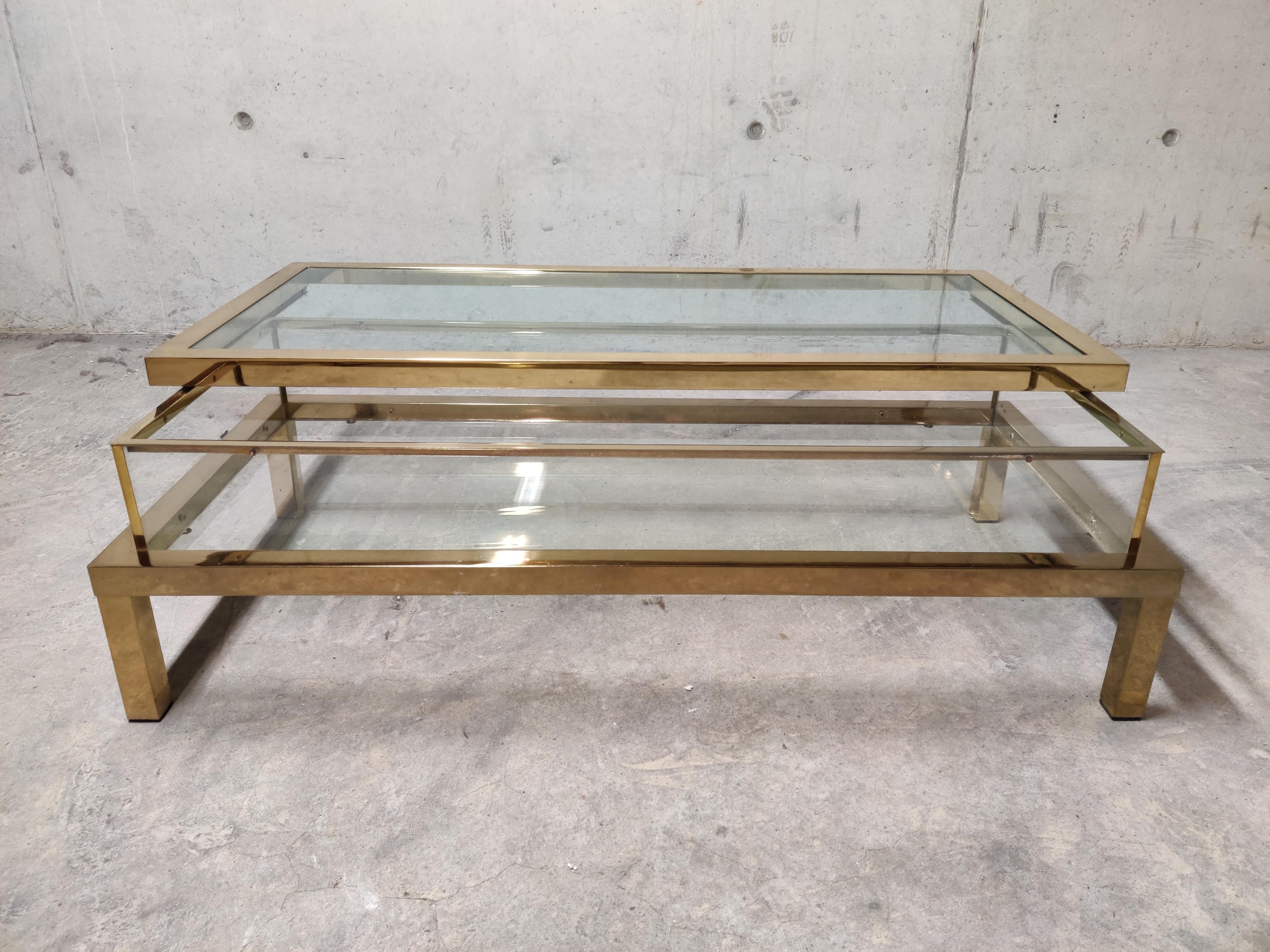 Late 20th Century Vintage Brass Sliding Top Coffee Table, 1970s