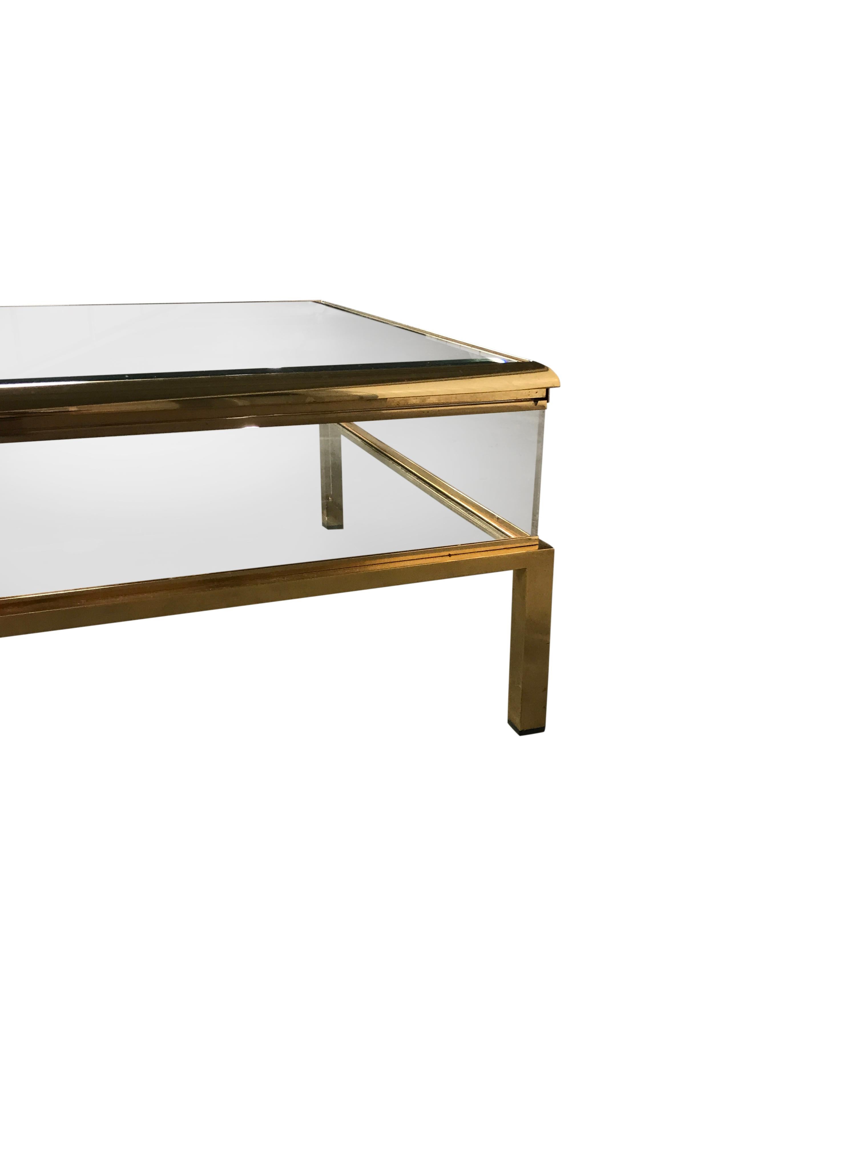 Late 20th Century Vintage Brass Sliding Top Coffee Table, 1970s