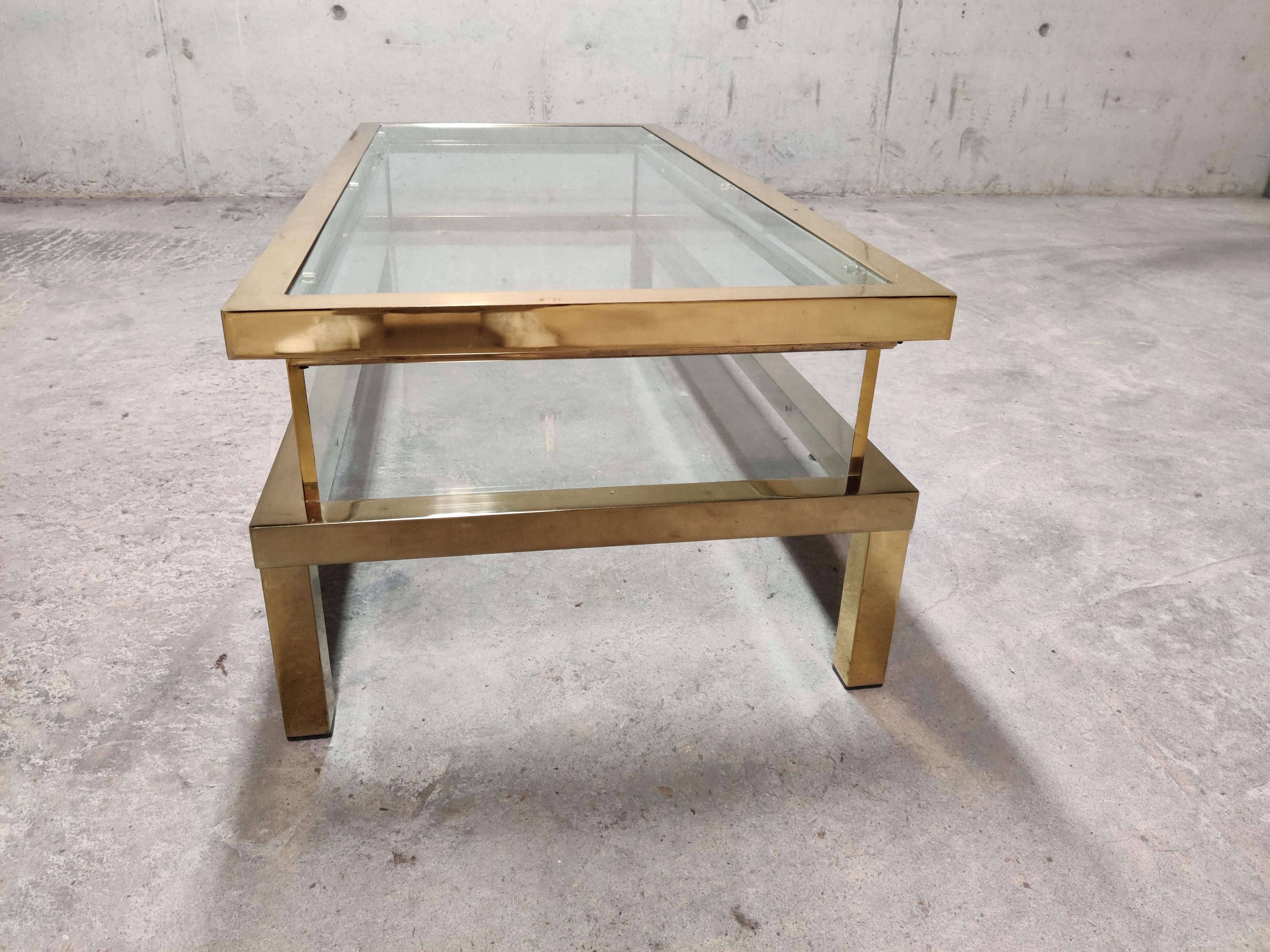 Vintage Brass Sliding Top Coffee Table, 1970s 1