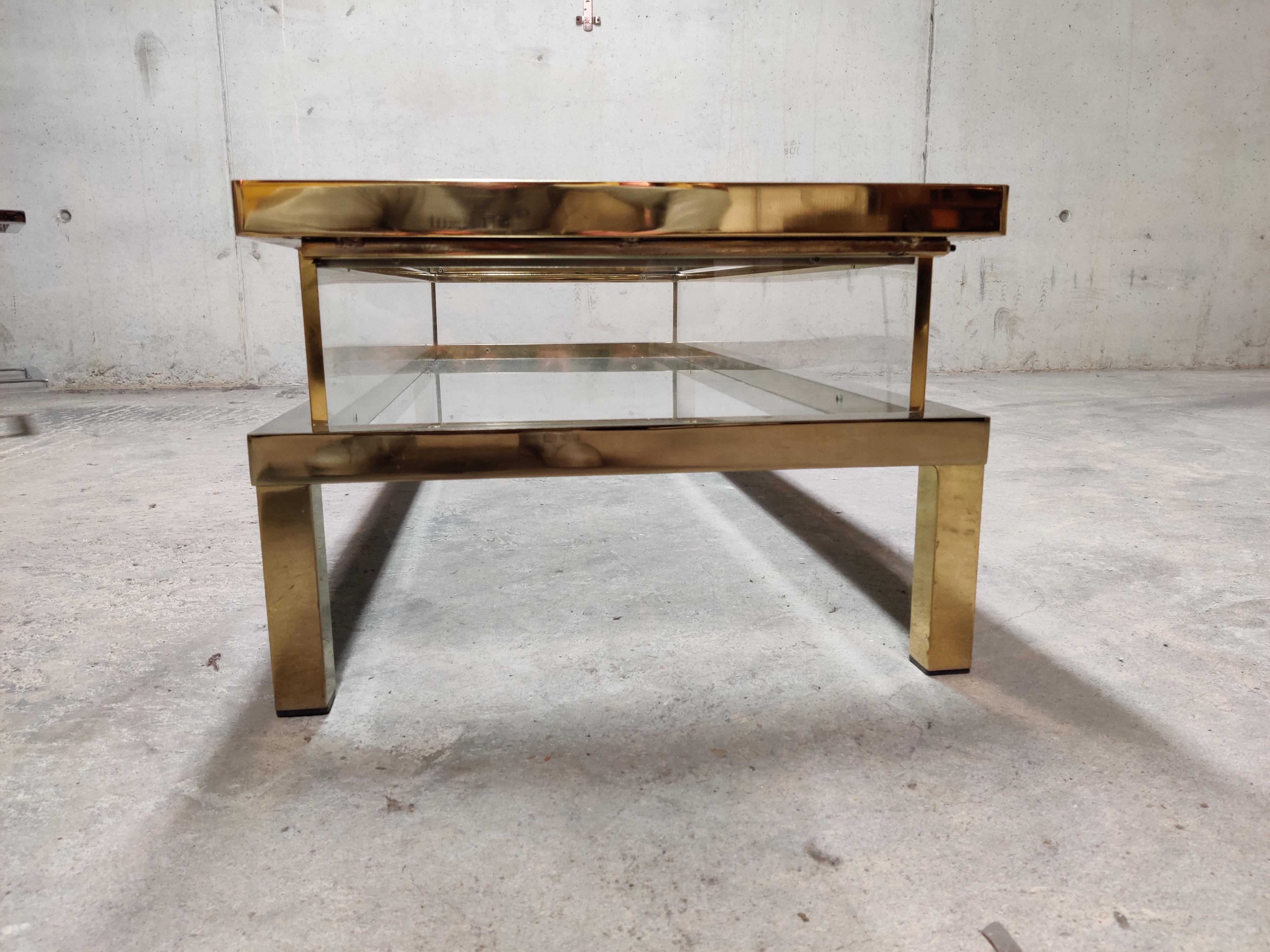 Vintage Brass Sliding Top Coffee Table, 1970s 2