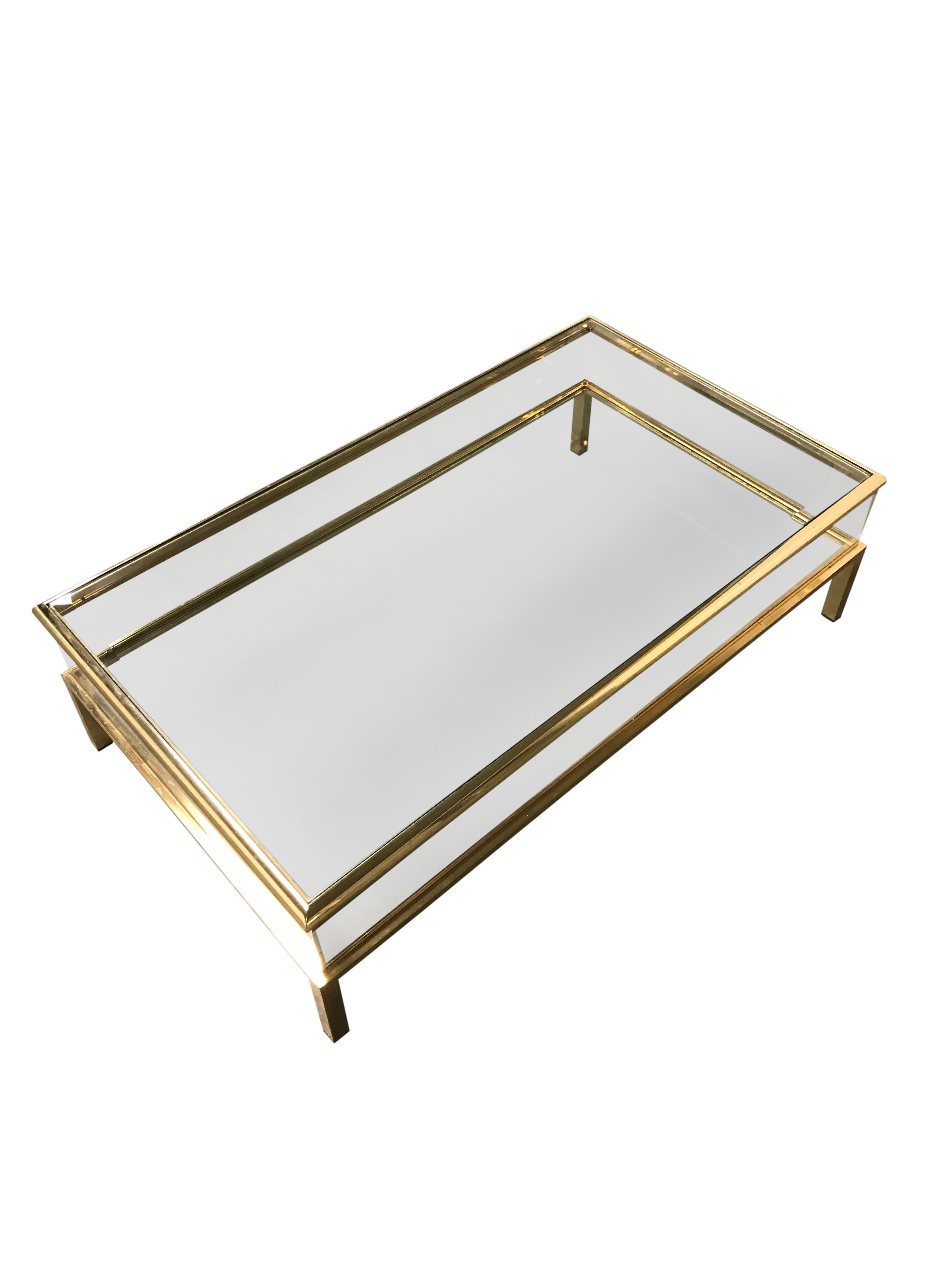 Vintage Brass Sliding Top Coffee Table, 1970s 2