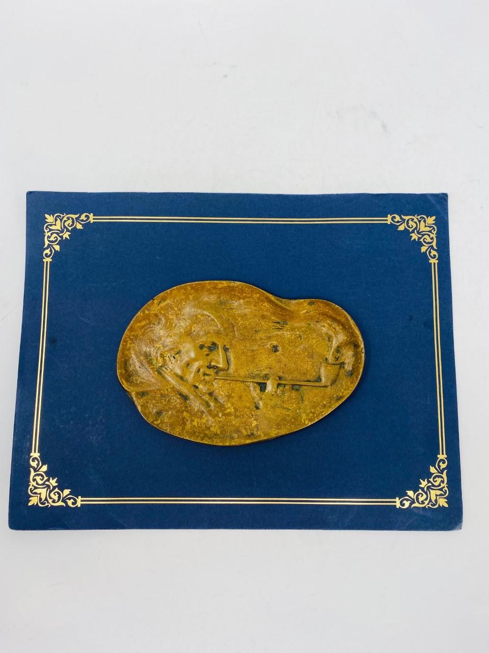 Cast Vintage Brass “Smoker” Ashtray Dish, 1930s For Sale