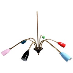 Vintage Brass Spider Chandelier, 1950s