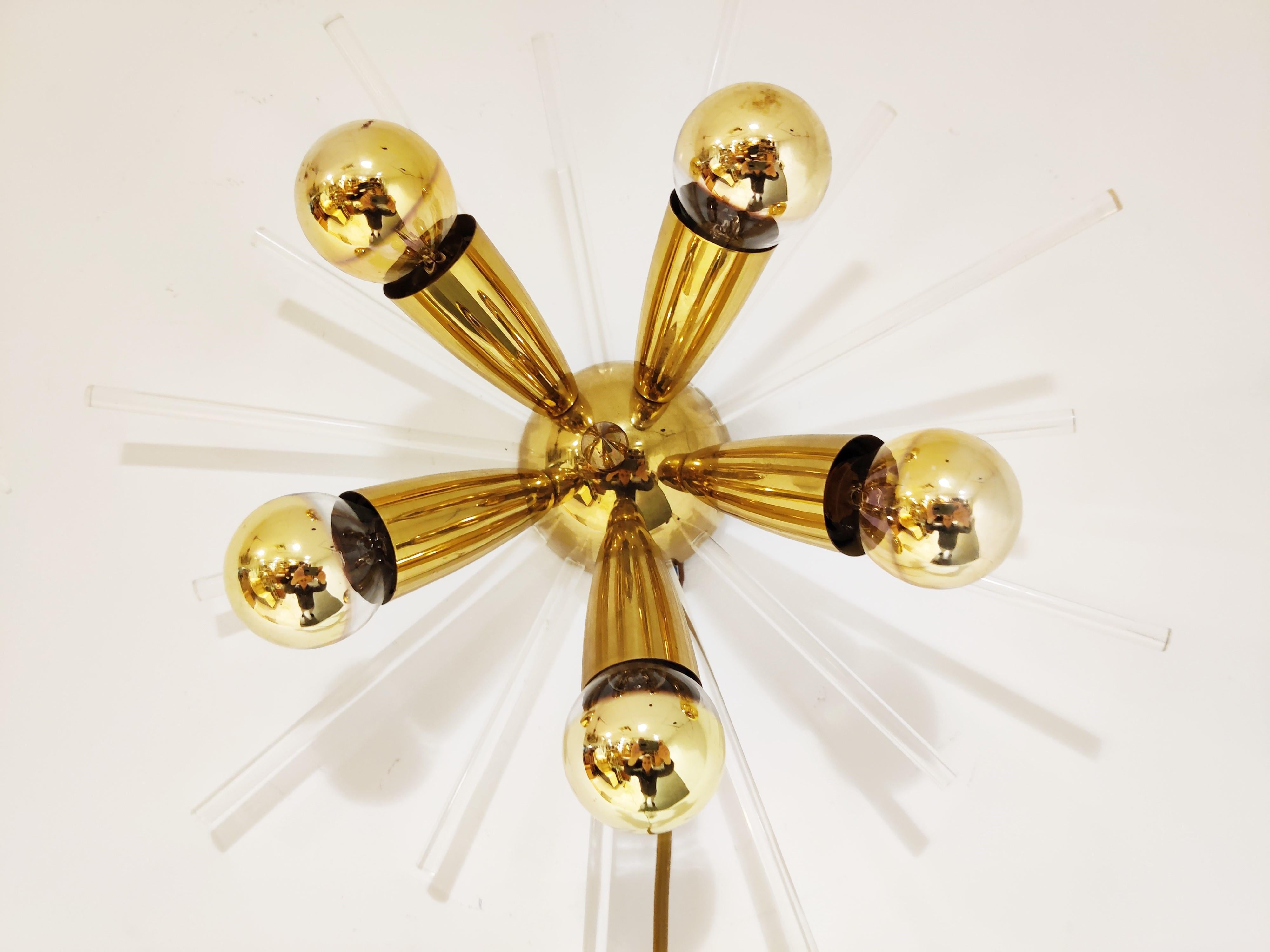 Vintage Brass Sputnik Wall Lamp, 1970s In Good Condition In HEVERLEE, BE