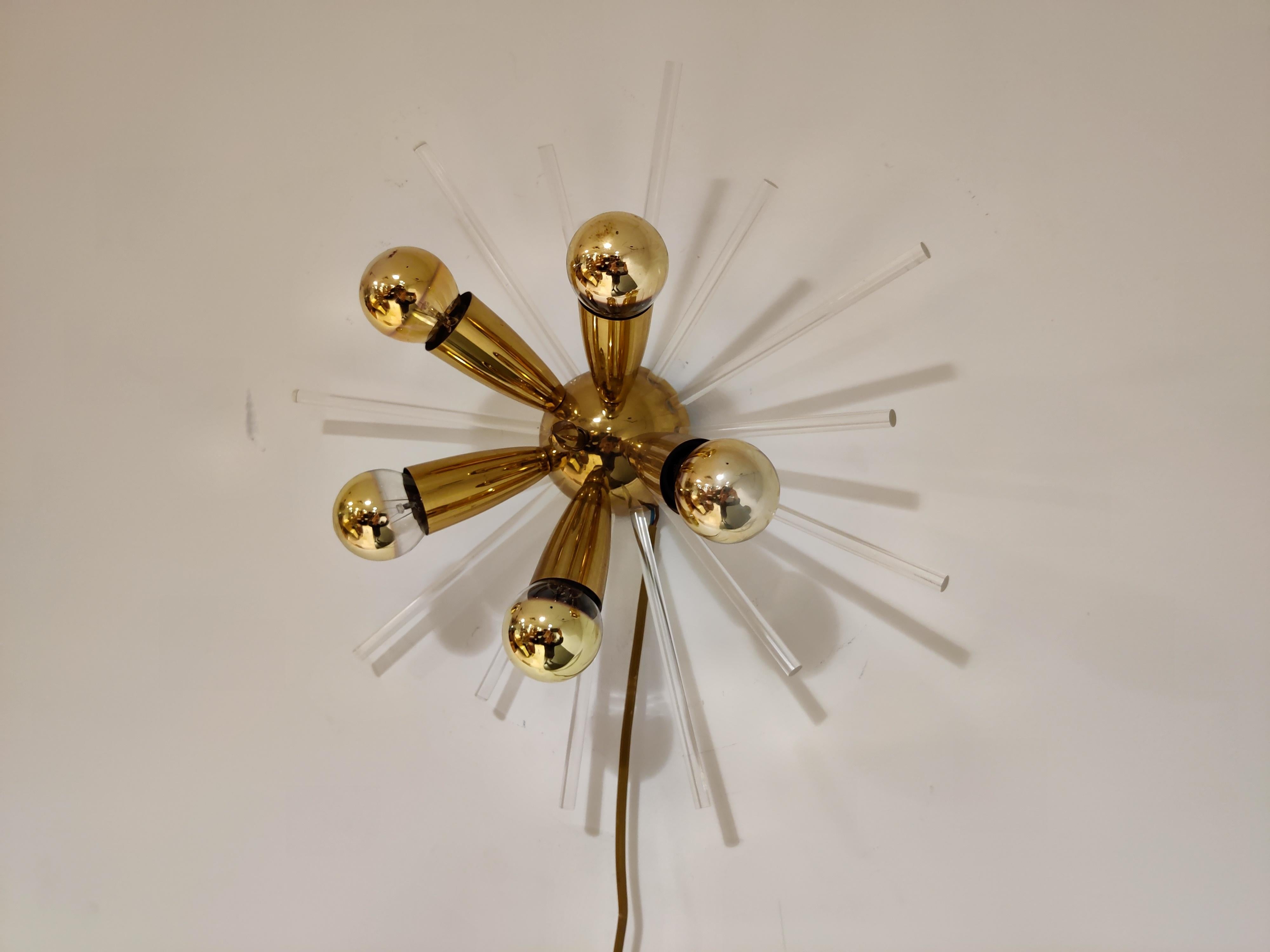 Vintage Brass Sputnik Wall Lamp, 1970s 1