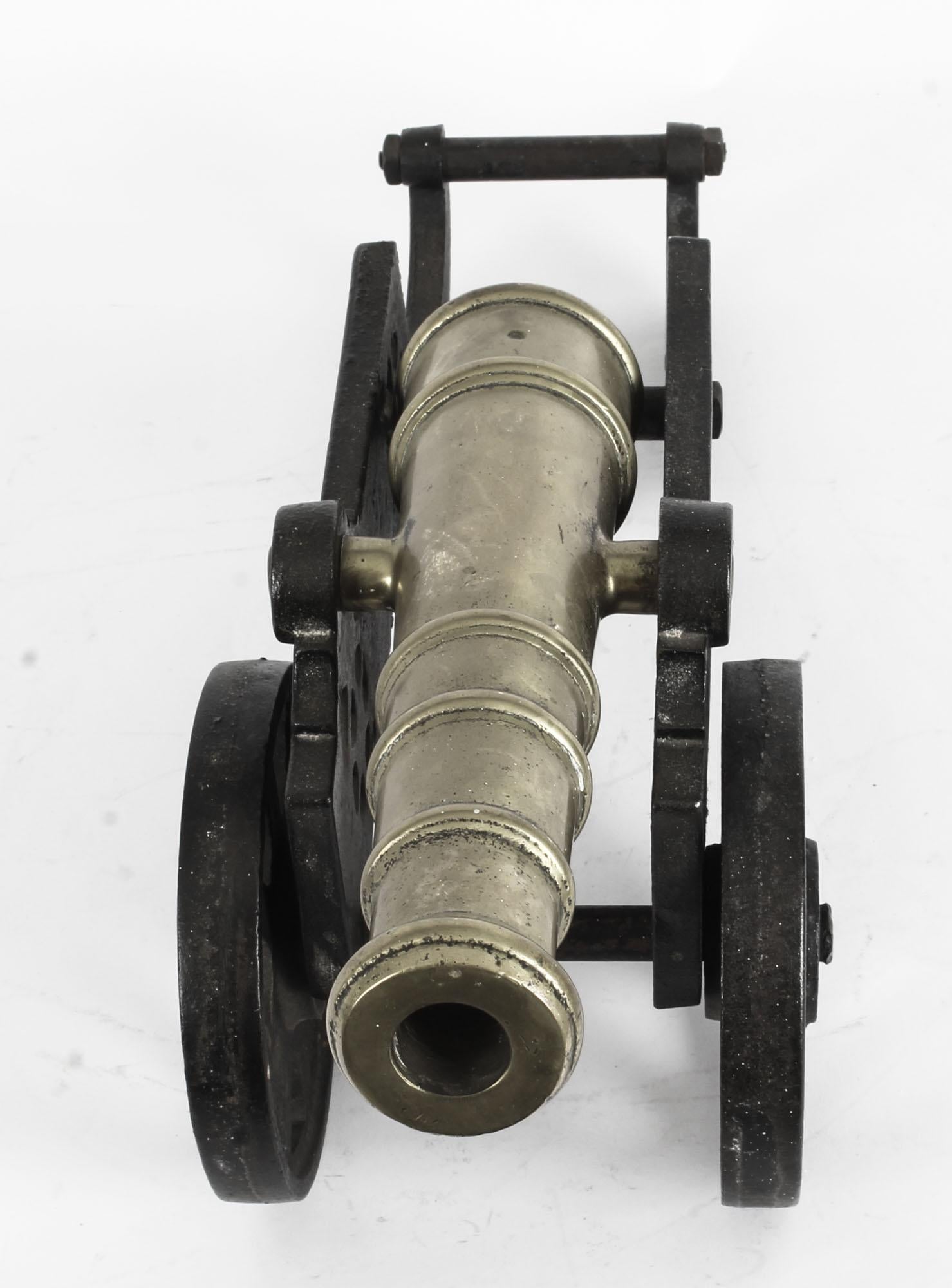 Mid-20th Century Vintage Brass & Steel Signal Cannon, 20th Century
