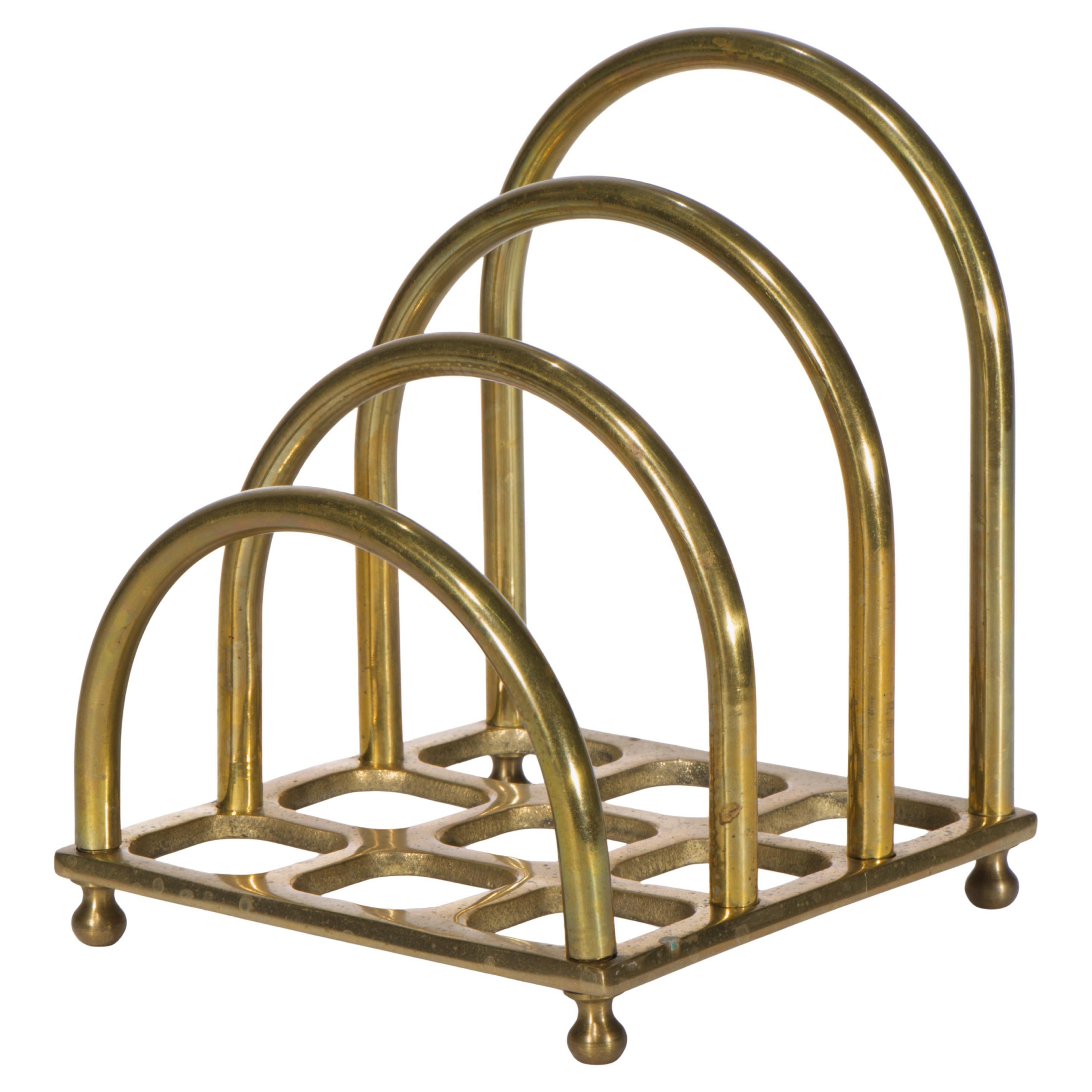 Vintage Brass Stepped Mail or Letter Desk Organizer, 1970s