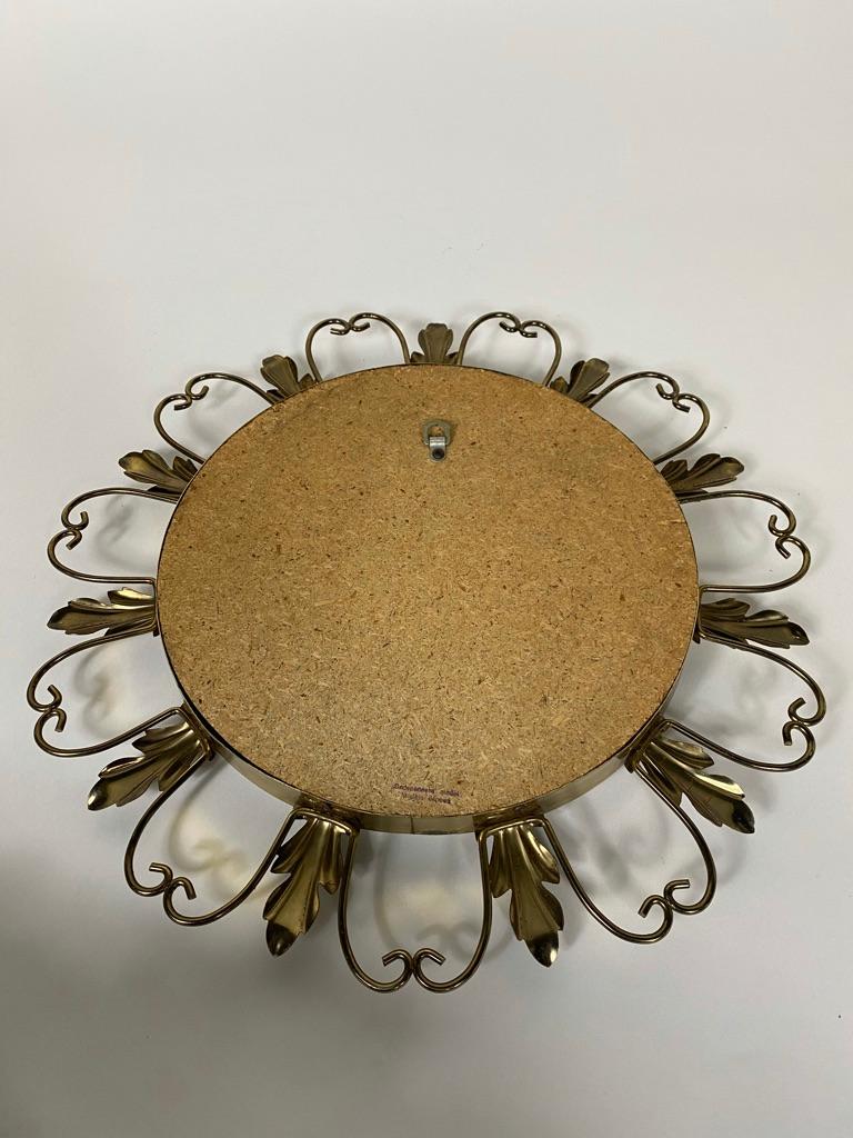Vintage Brass Sunburst Convex Mirror, 1960s For Sale 5