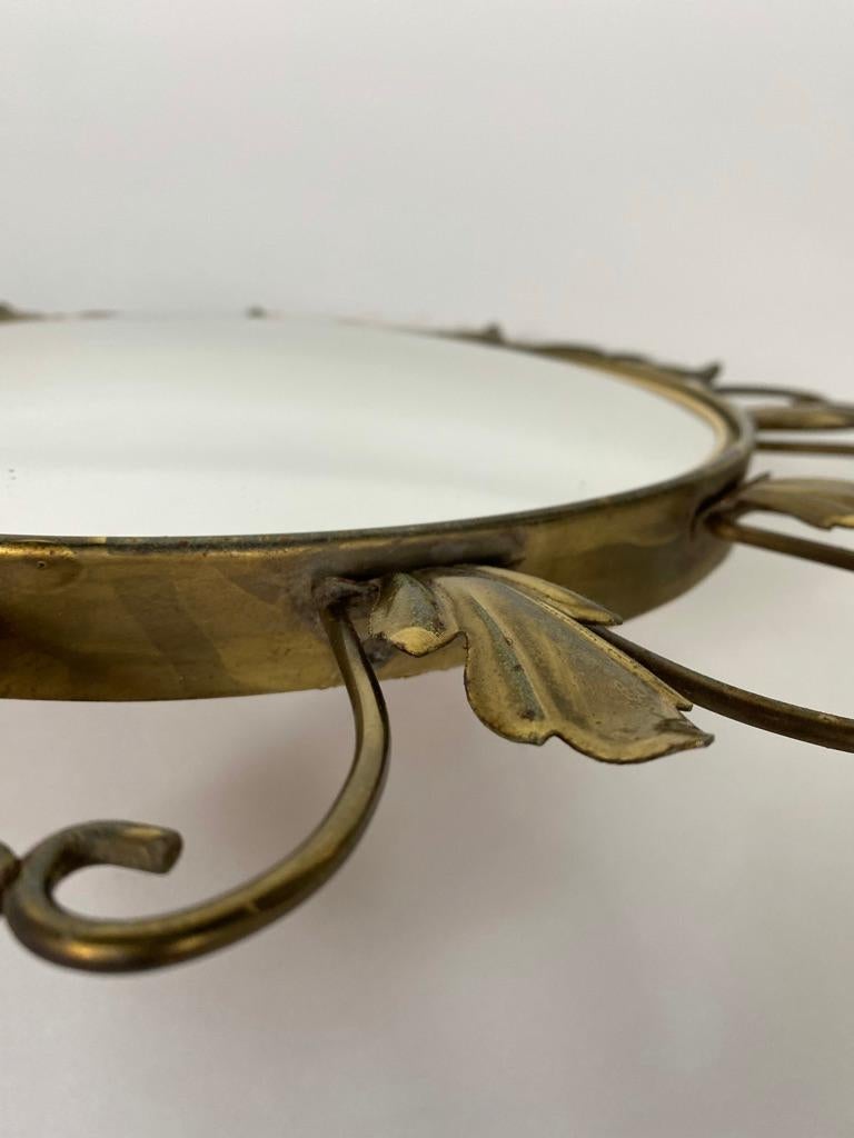 Vintage Brass Sunburst Convex Mirror, 1960s For Sale 2