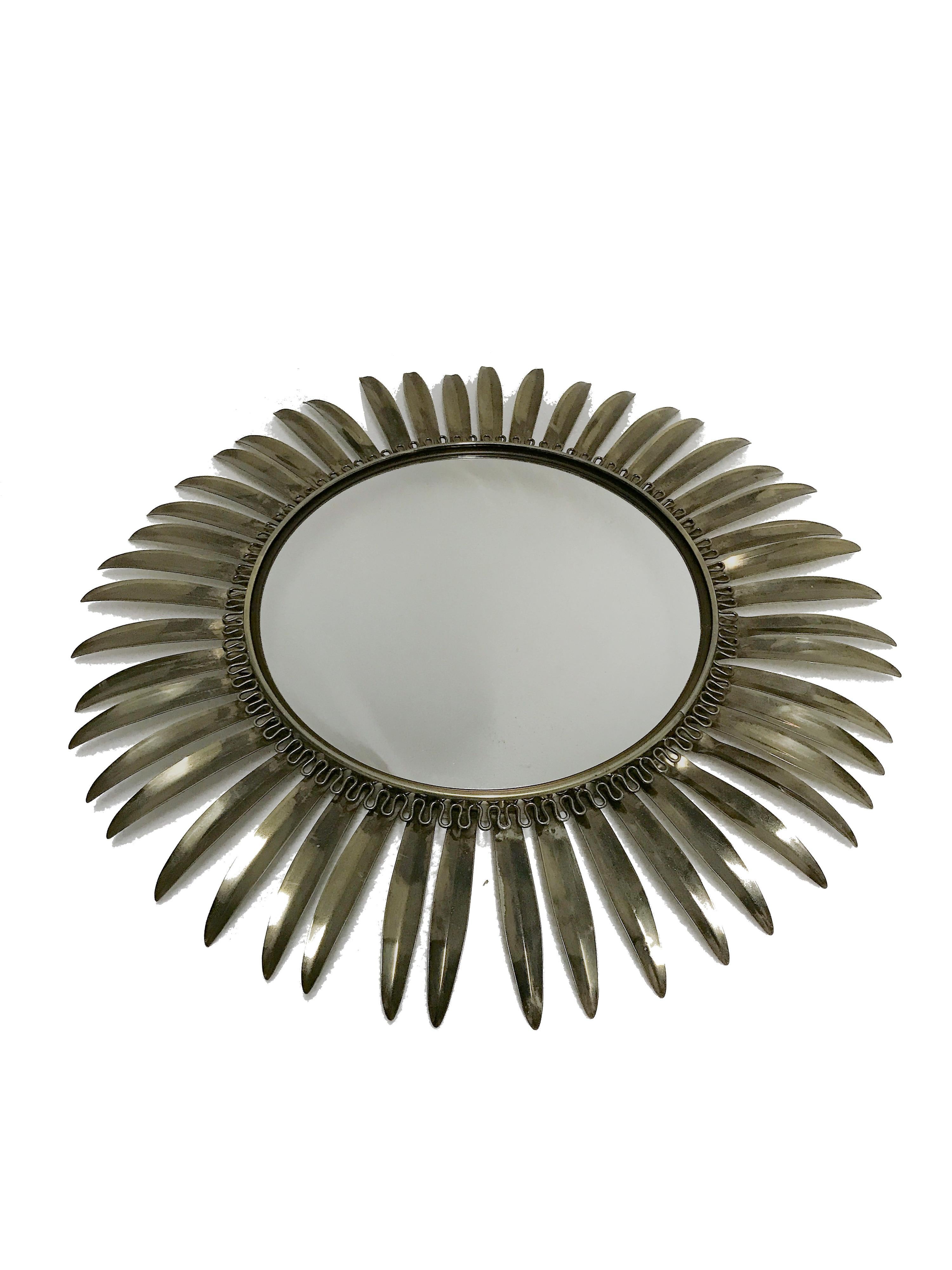 Hollywood Regency Vintage Brass Sunburst Mirror, 1960s