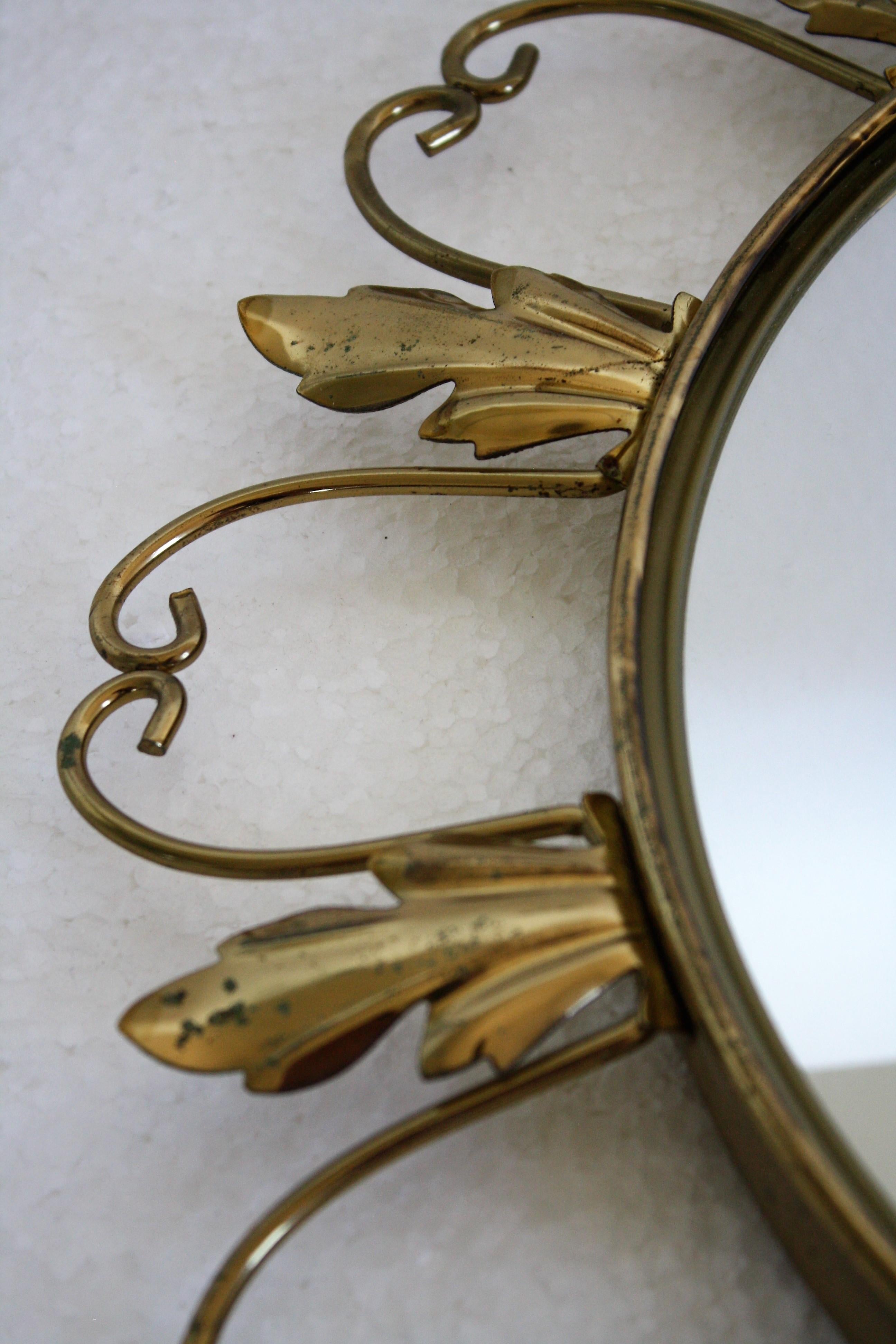 Vintage Brass Sunburst Mirror, 1960s im Zustand „Hervorragend“ in HEVERLEE, BE