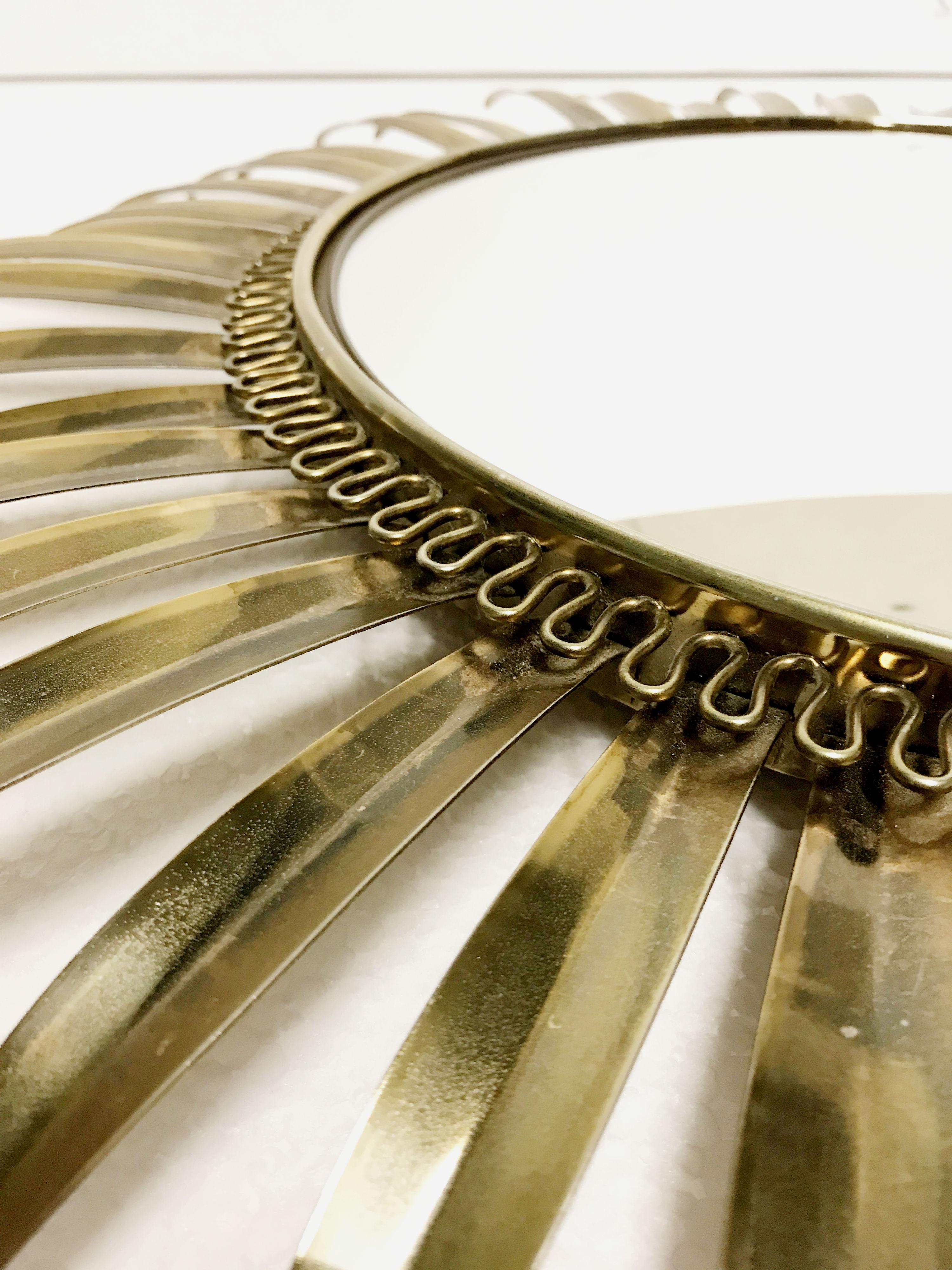 Mid-20th Century Vintage Brass Sunburst Mirror, 1960s