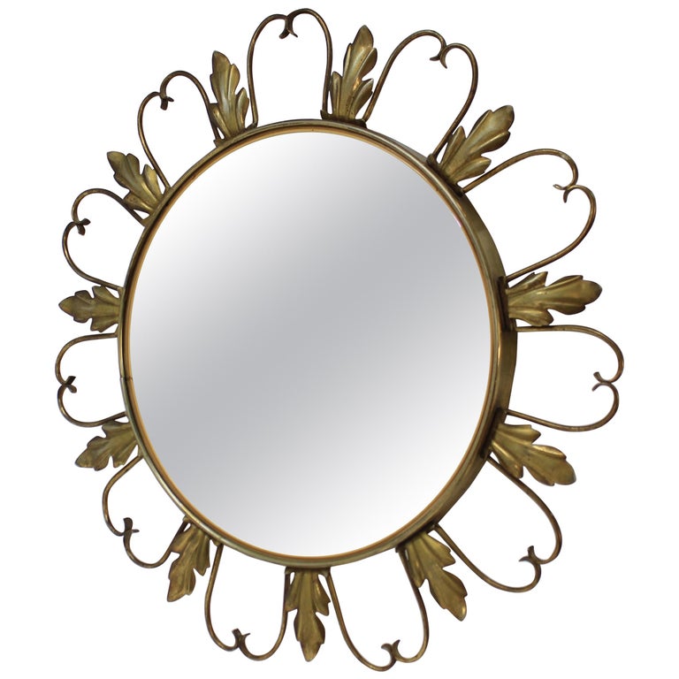 Vintage Brass Sunburst Mirror, 1960s at 1stDibs