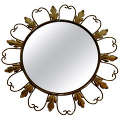 Vintage Brass Sunburst Mirror, 1960s