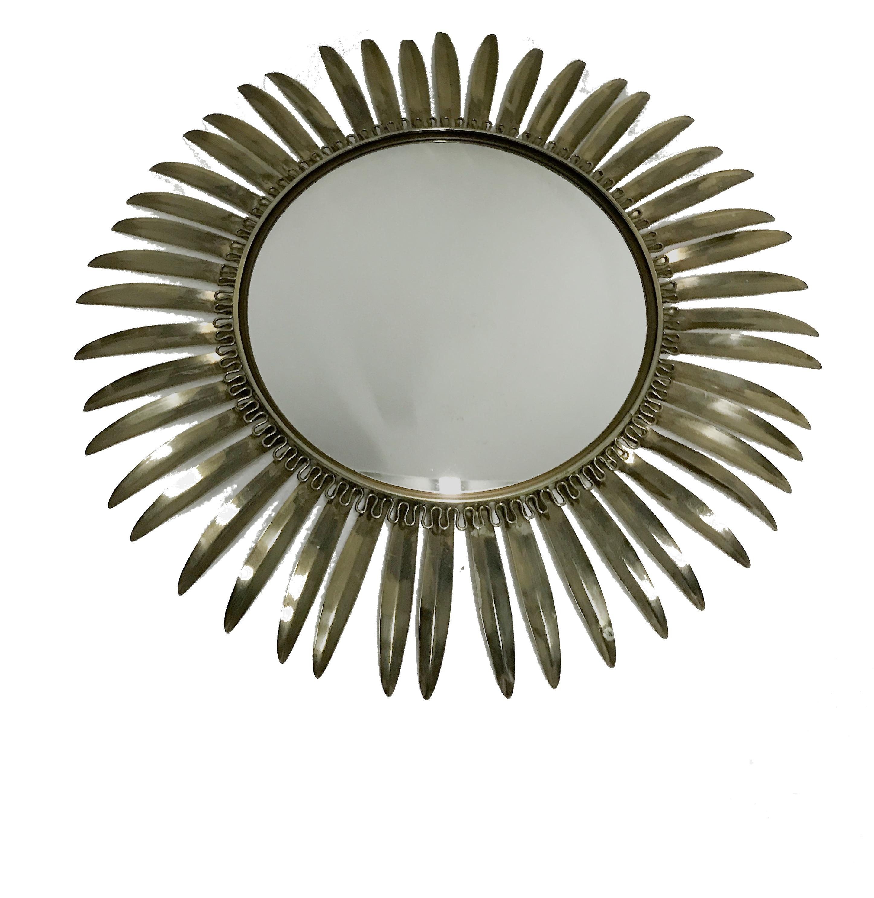 Vintage Brass Sunburst Mirror, 1960s